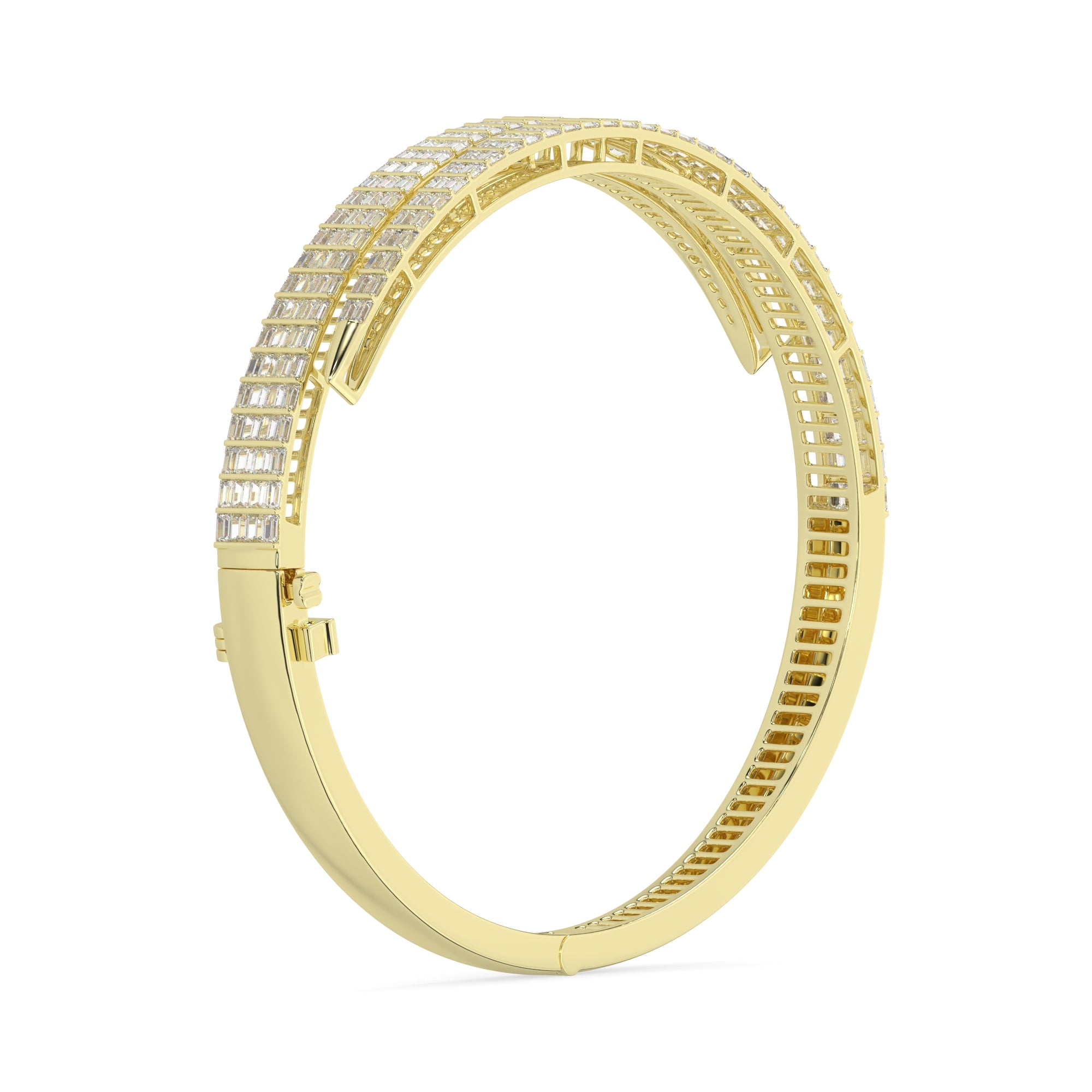 Double Row Baguette Diamond Bangle