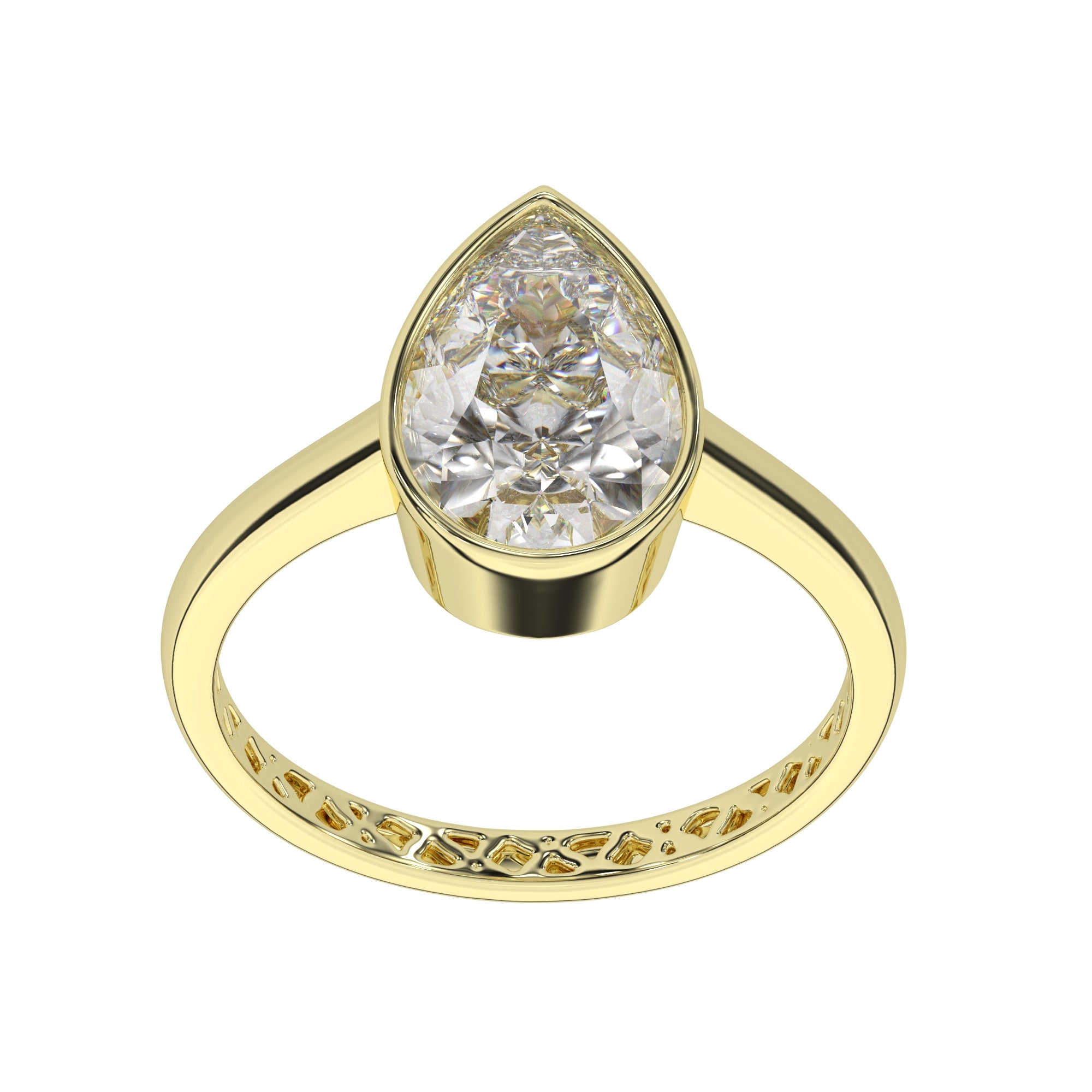 Pear Lab Diamond Bezel Solitaire Engagement Ring