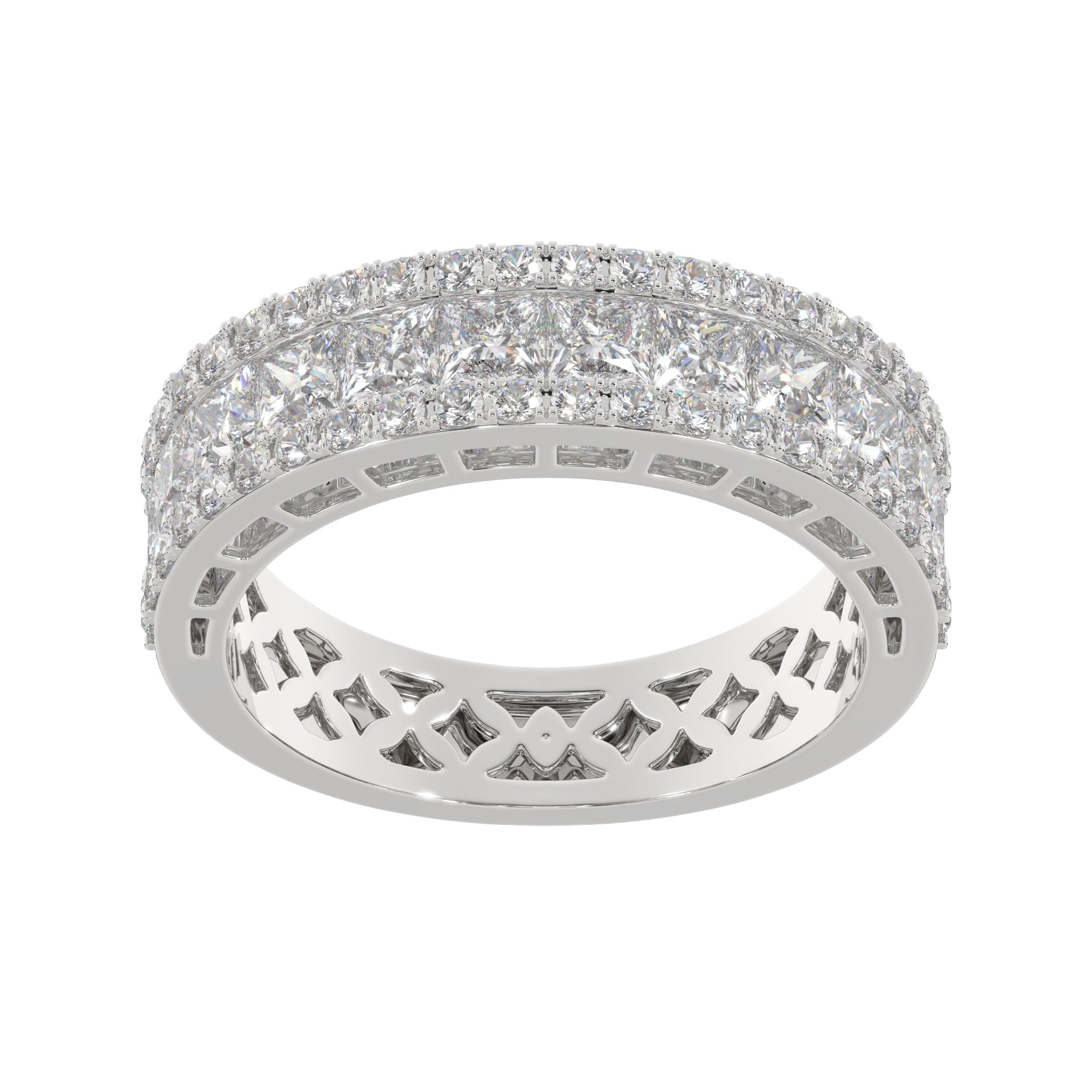2.00 CTW Princess & Round Diamond Crownline Wide Band