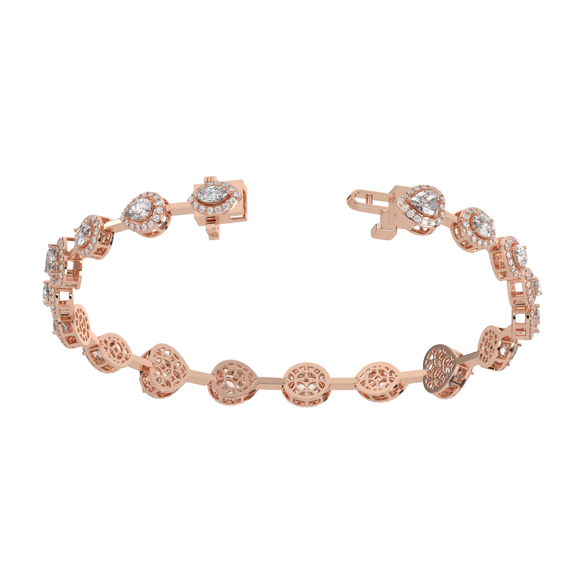 5.20 CTW Multishape Lab Grown Diamond Halo Tennis Bracelet