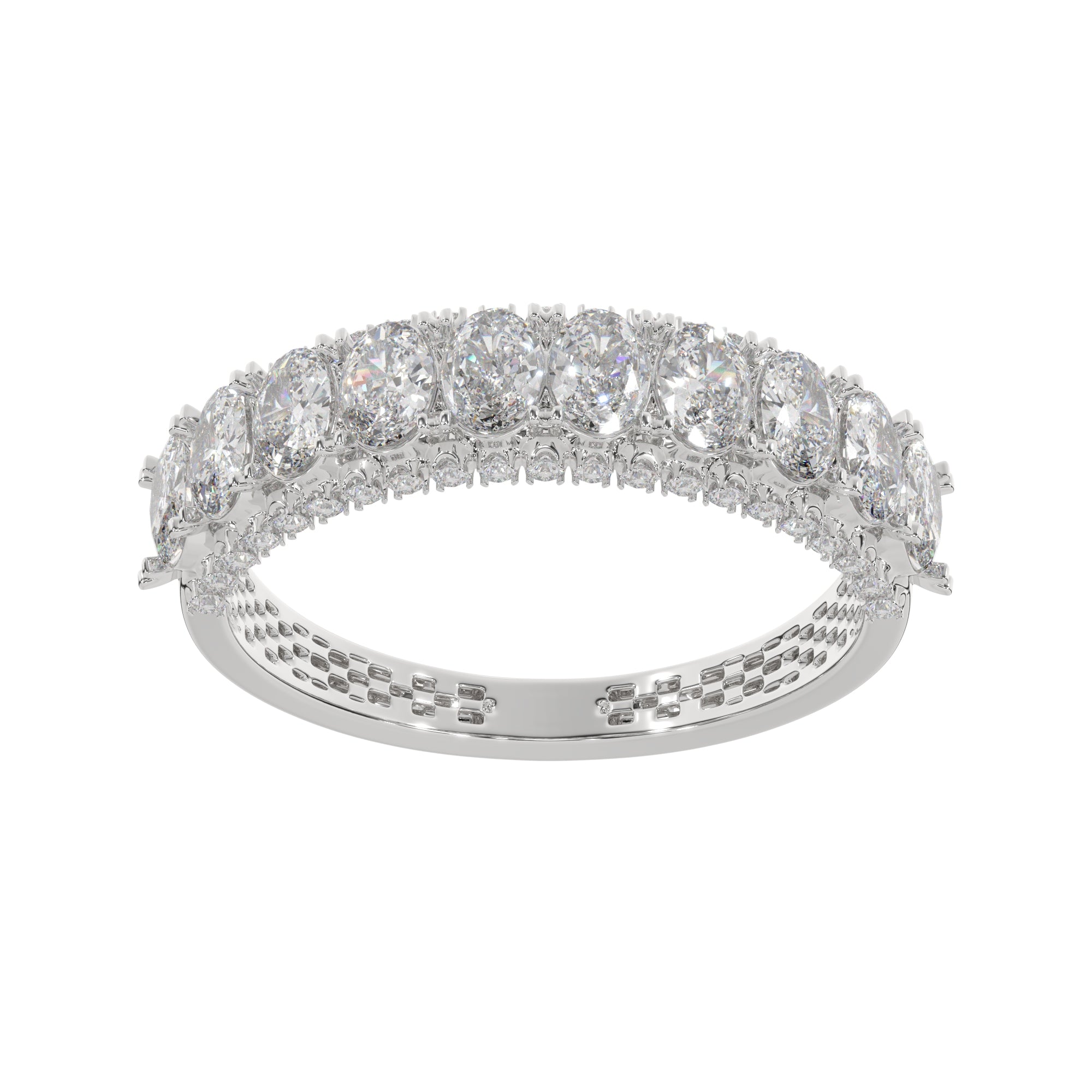 1.25 CTW Oval Diamond Two - Tier With Pave Accent Diamond Ring