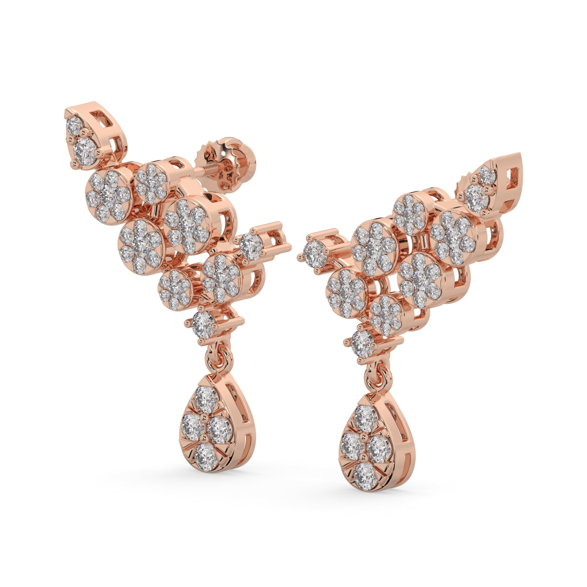 1.65 CTW Lab Diamond Floral Cluster Diamond Drop Earrings
