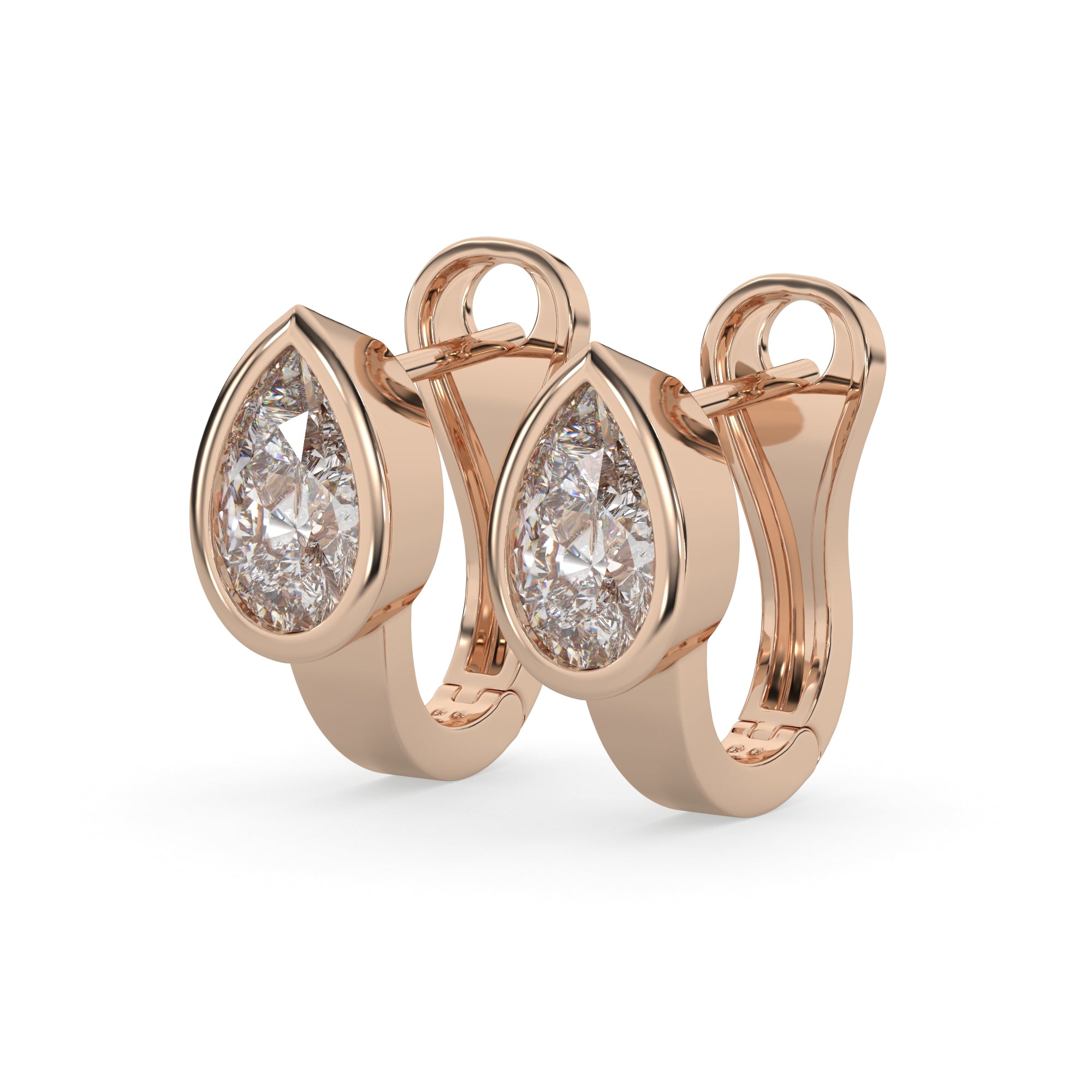 Pear Lab Grown Diamond Bezel Hoop Earring
