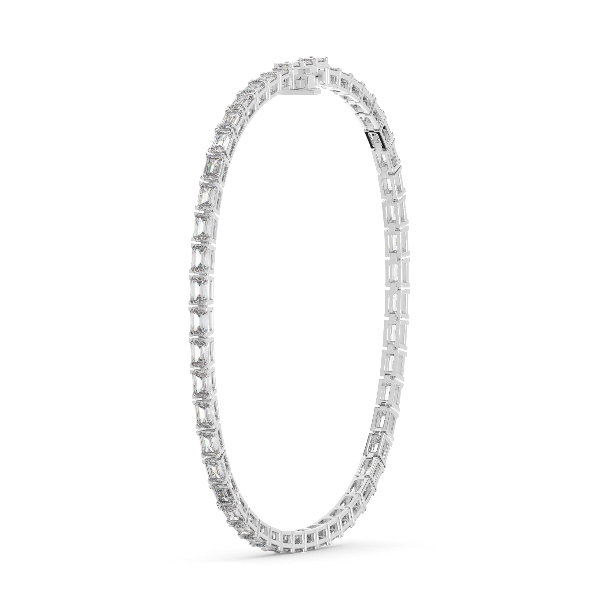 3.20 CTW Emerald Lab Diamond Classic East West Tennis Bracelet