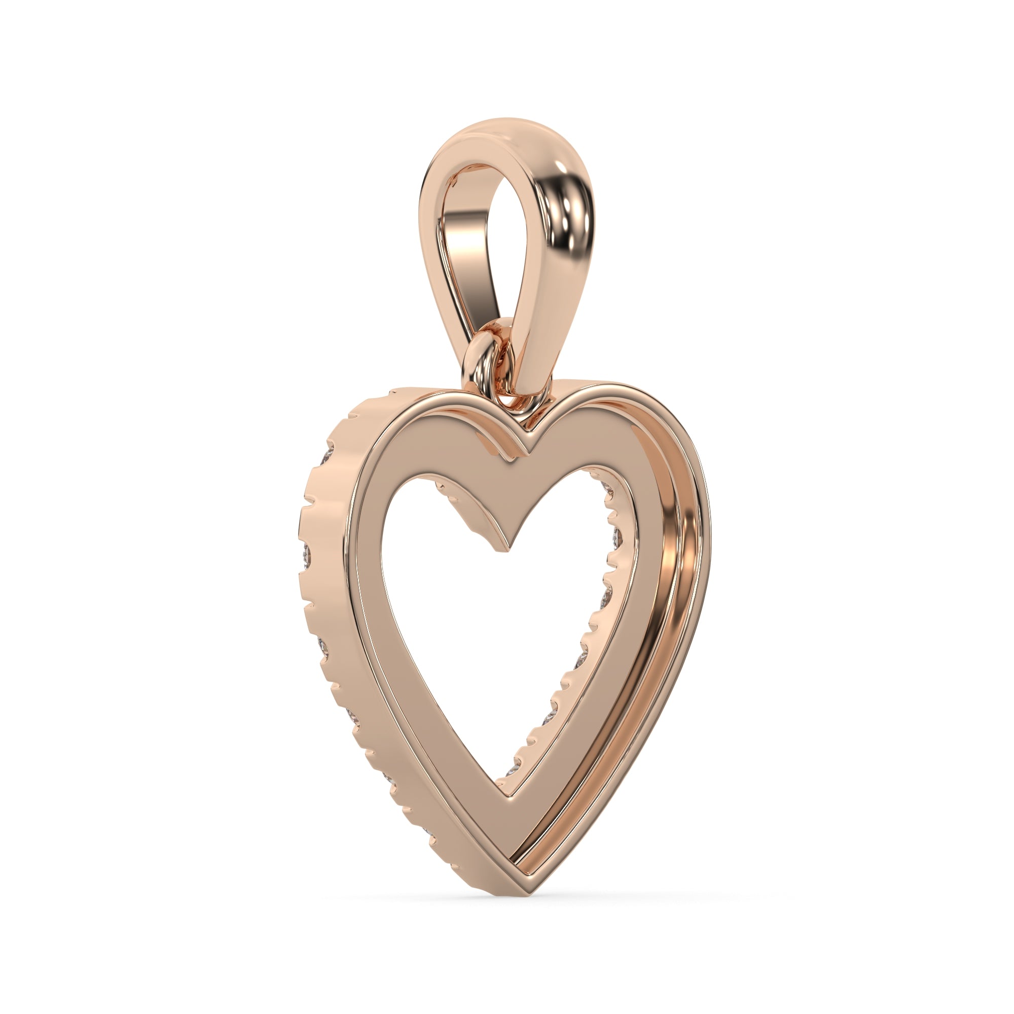 Classic Heart-Shaped Diamond Pendant Without Chain