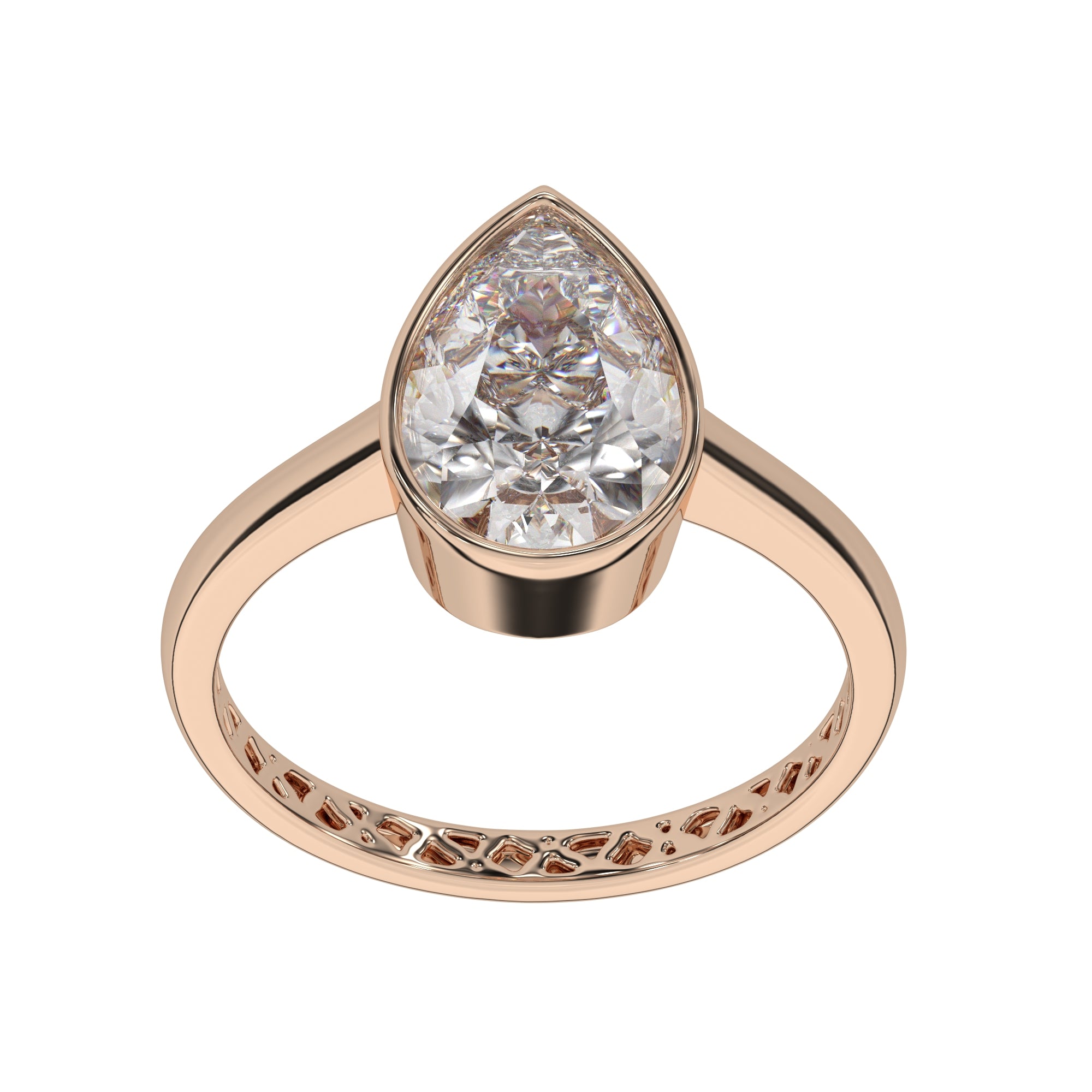 Pear Lab Diamond Bezel Solitaire Engagement Ring