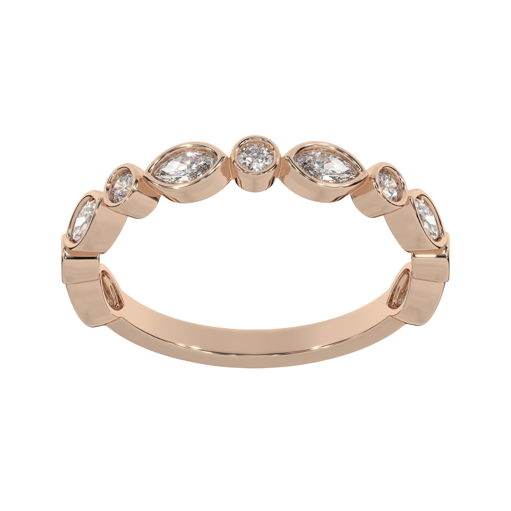 0.50 CTW Vintage-Inspired Marquise & Round Bezel Diamond Band