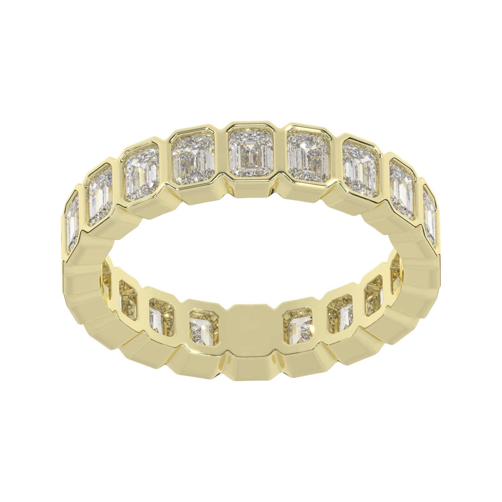 2.25 CTW Emerald Bezel Eternity Ring