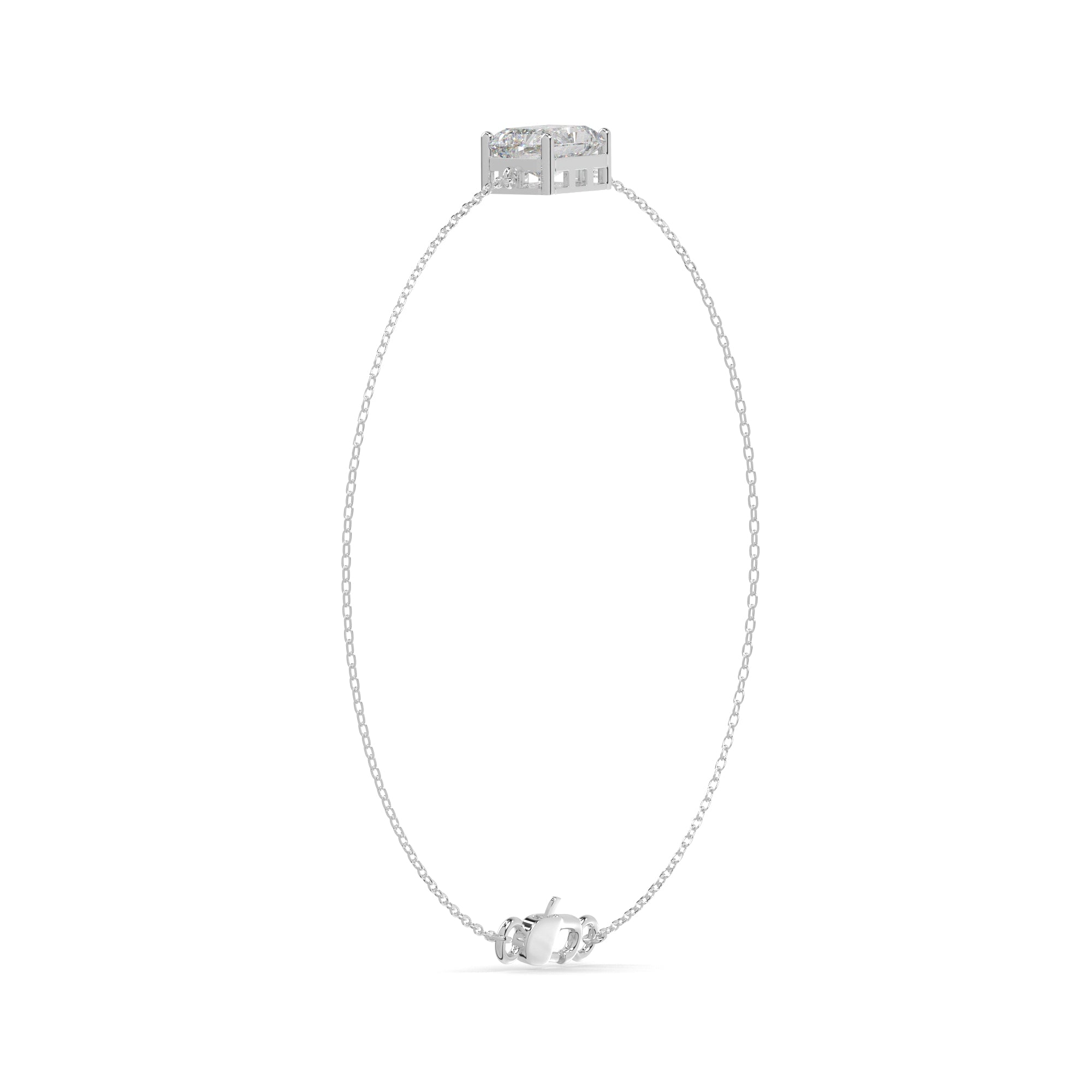 Emerald Lab Diamond Solitaire Beacelet