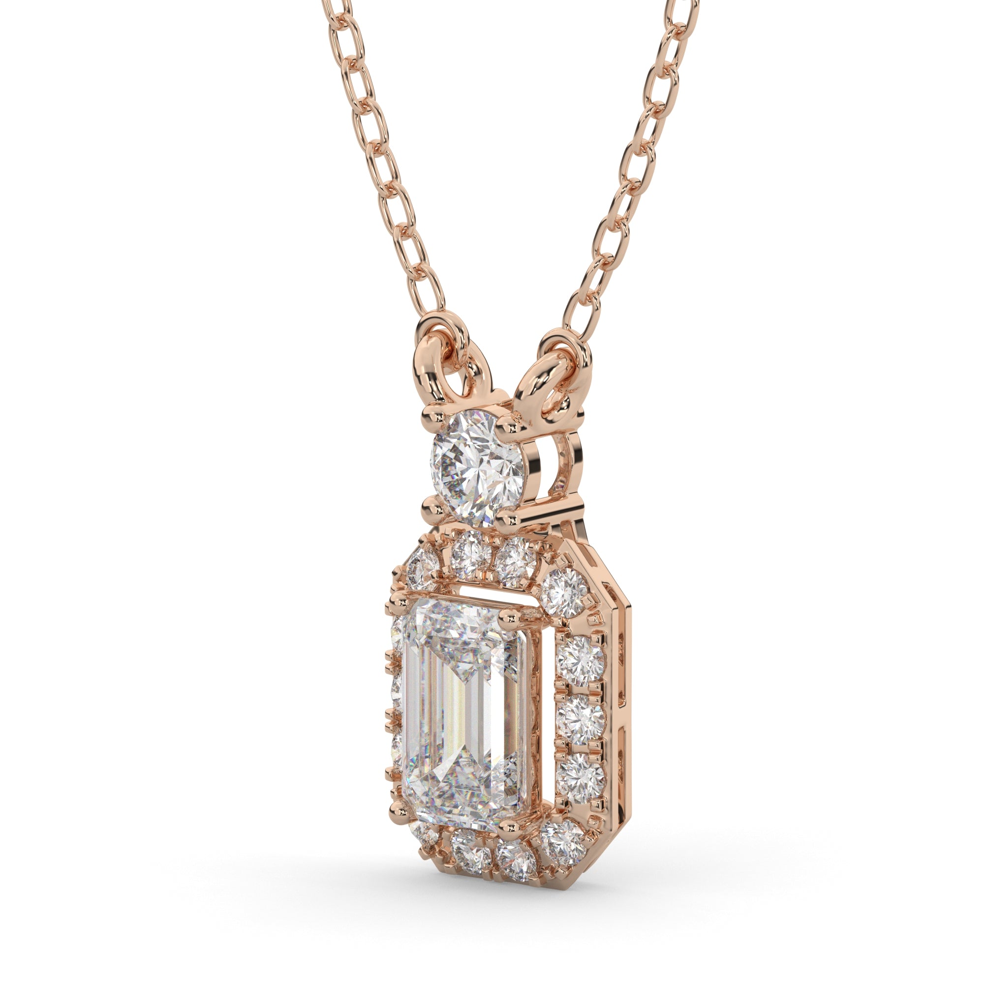 0.75 CTW Emerald Lab Grown Diamond Halo Pendant