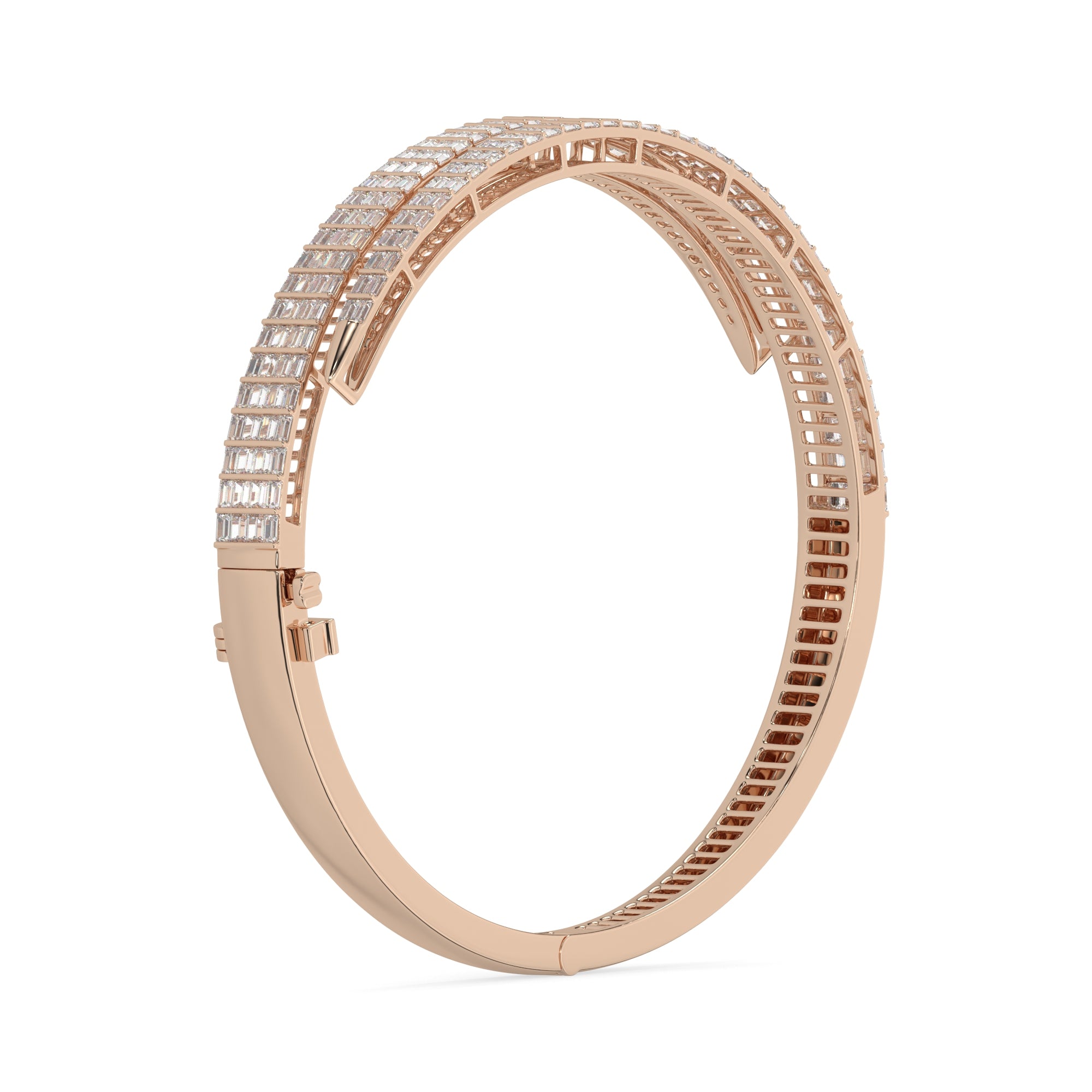Double Row Baguette Diamond Bangle