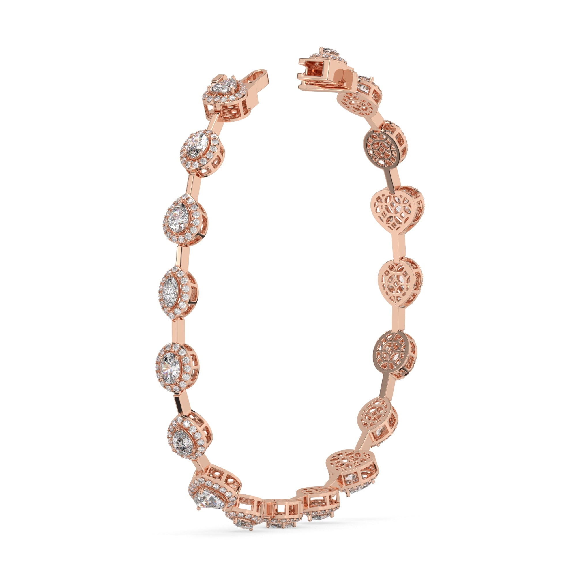 5.20 CTW Multishape Lab Grown Diamond Halo Tennis Bracelet