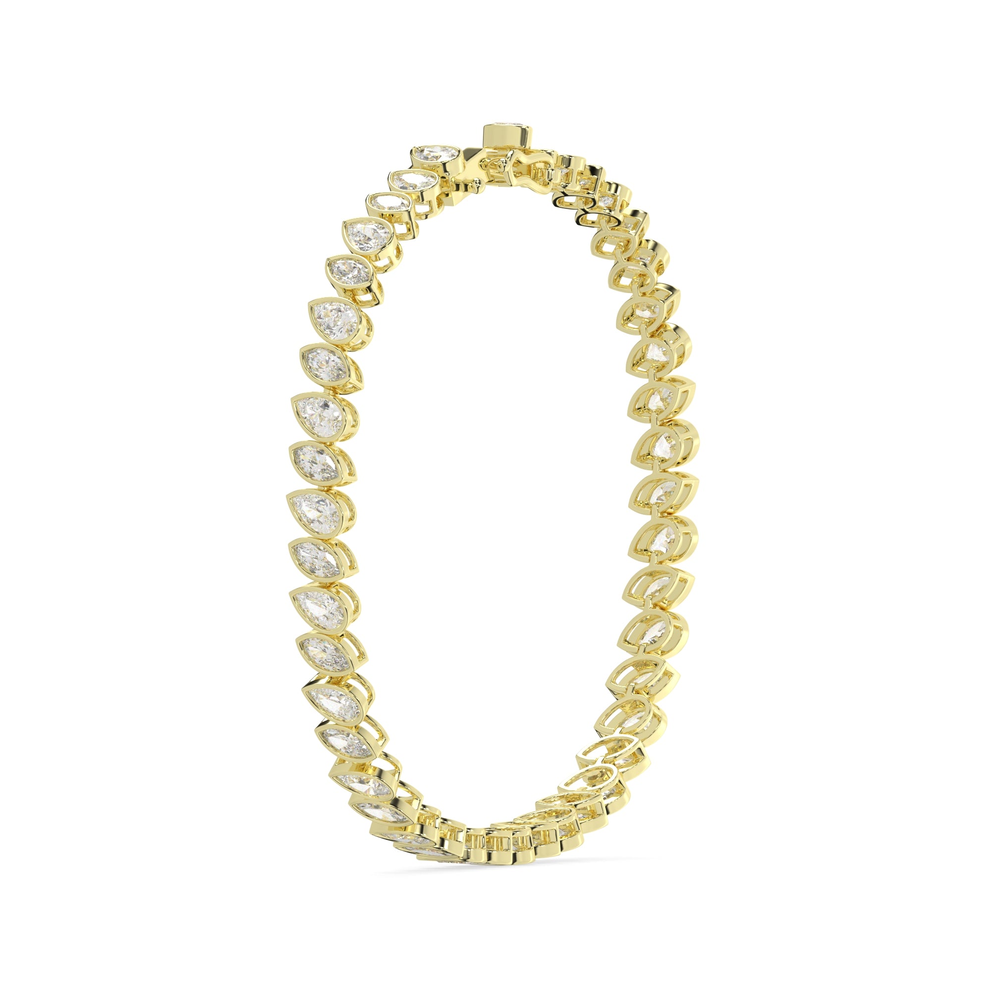 Alternating Marquise & Pear Bezel Lab Grown Diamond Tennis Bracelet