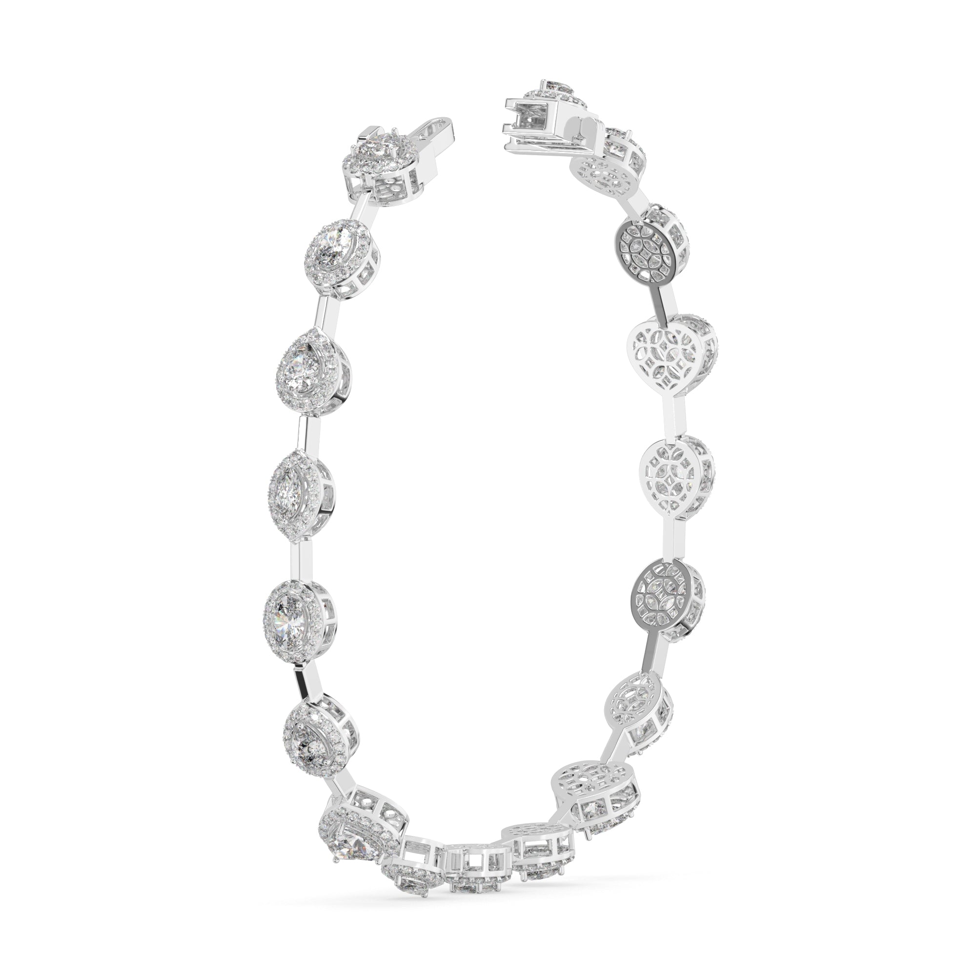 5.20 CTW Multishape Lab Grown Diamond Halo Tennis Bracelet