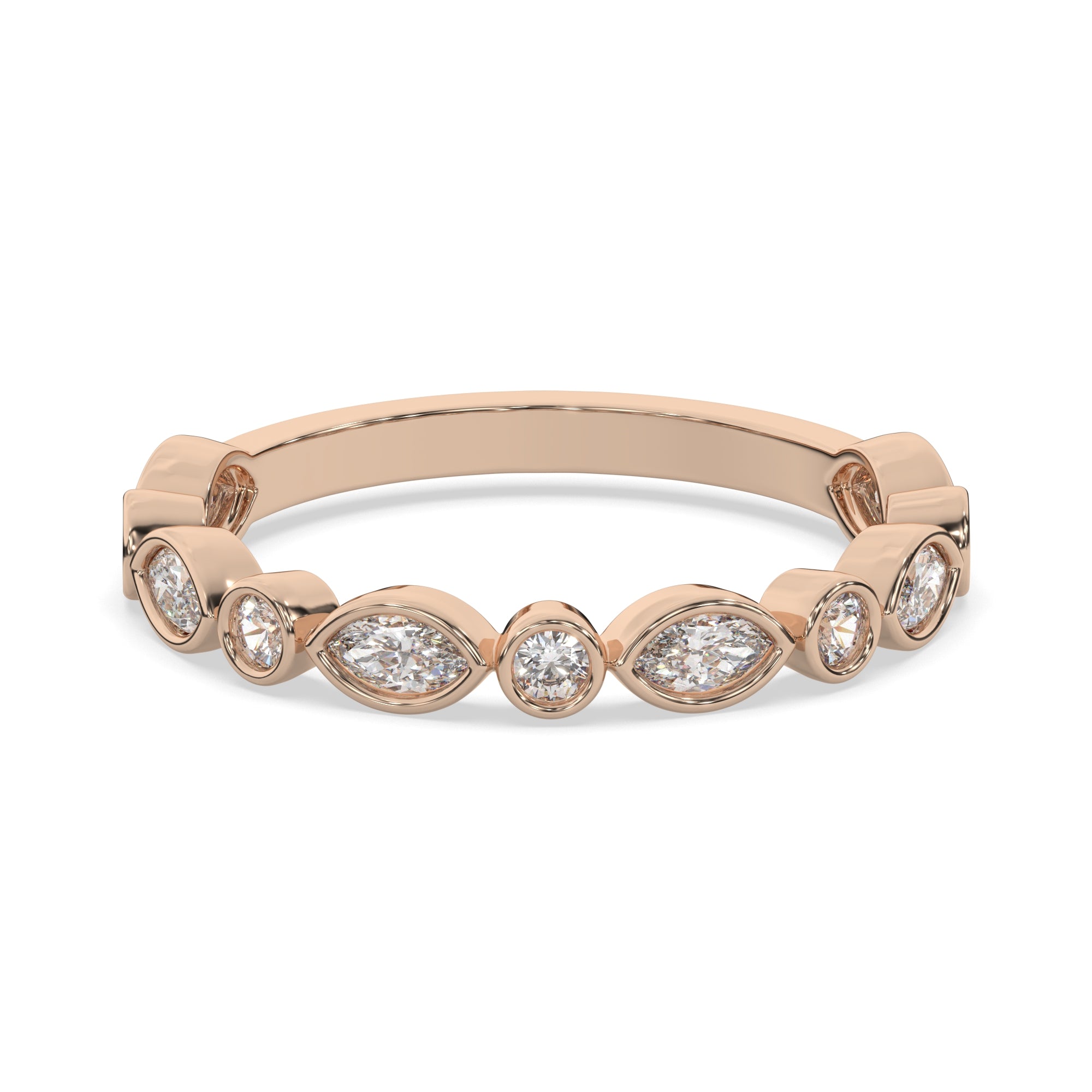 0.50 CTW Vintage-Inspired Marquise & Round Bezel Diamond Band