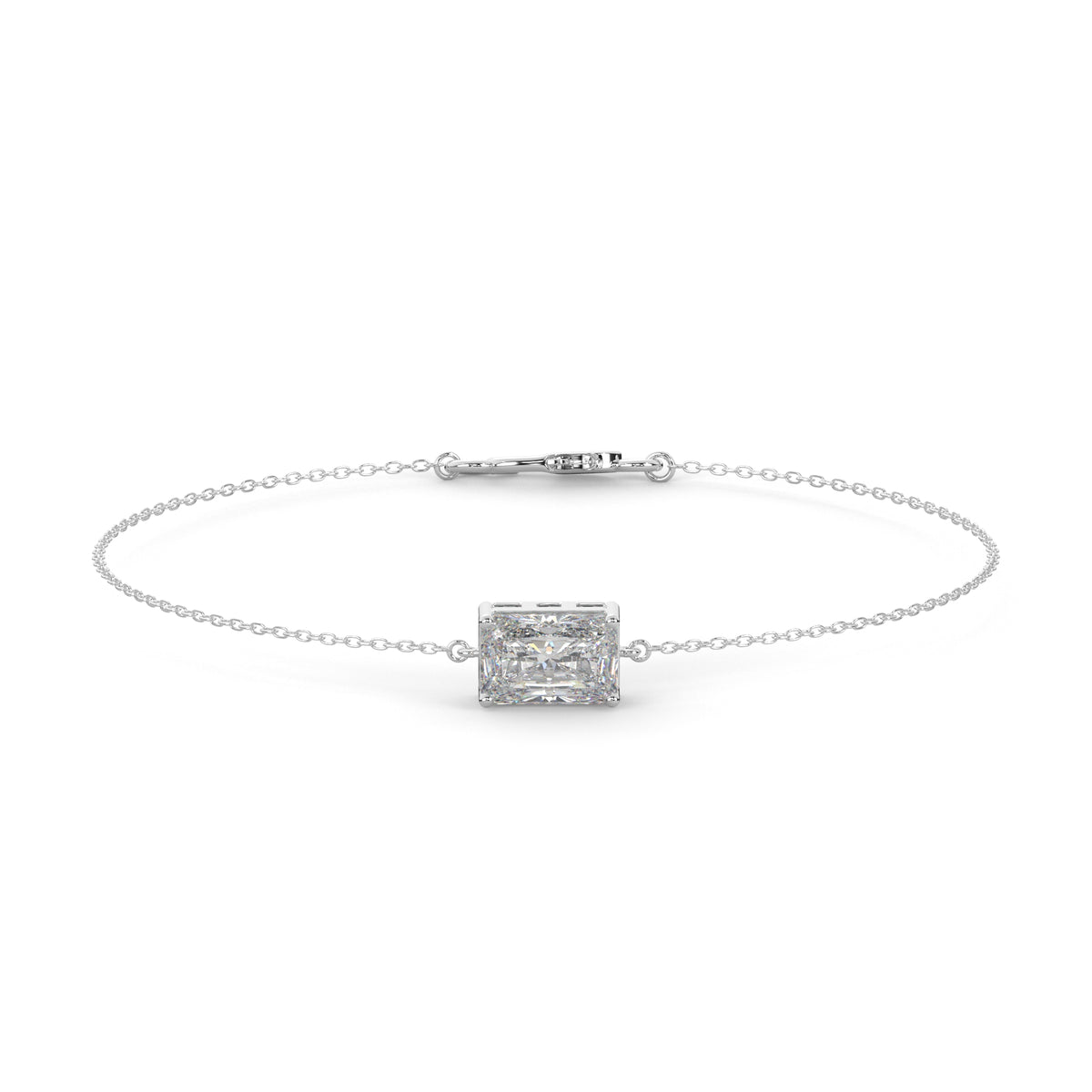 Emerald Lab Diamond Solitaire Beacelet