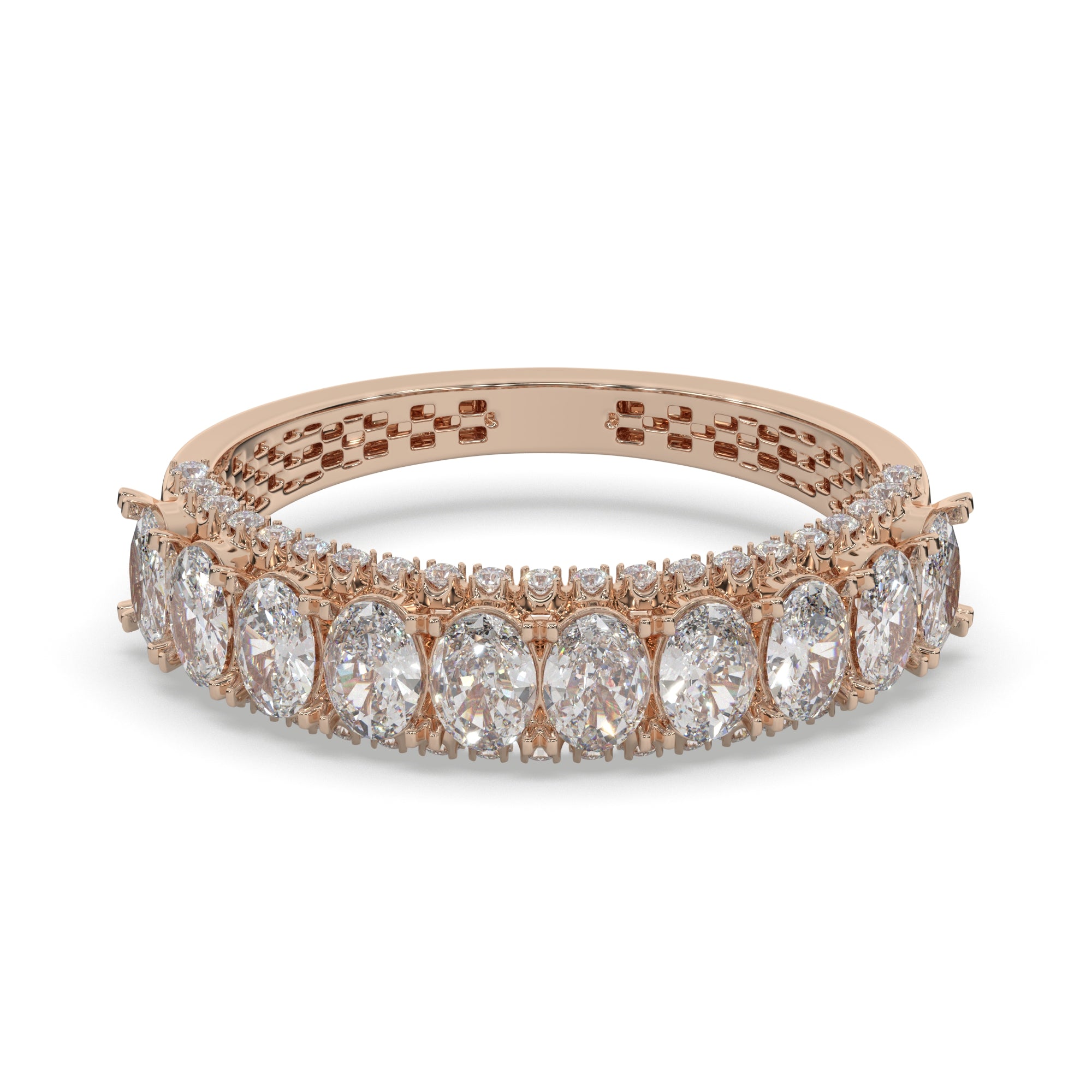 1.25 CTW Oval Diamond Two - Tier With Pave Accent Diamond Ring
