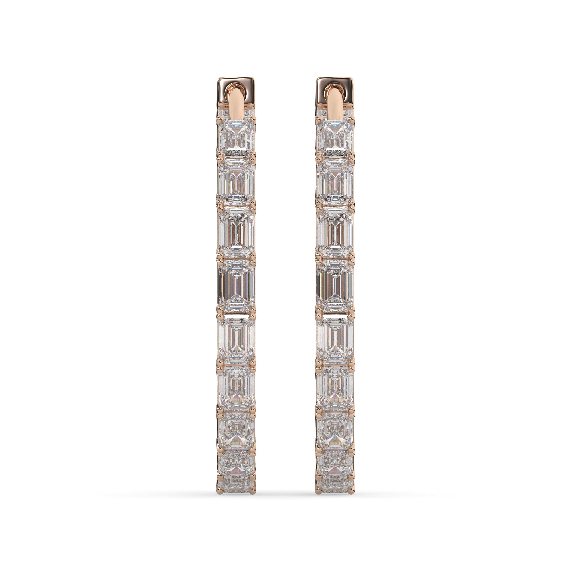 Classic Emerald-Cut Lab Grown Diamond Hoop Earrings