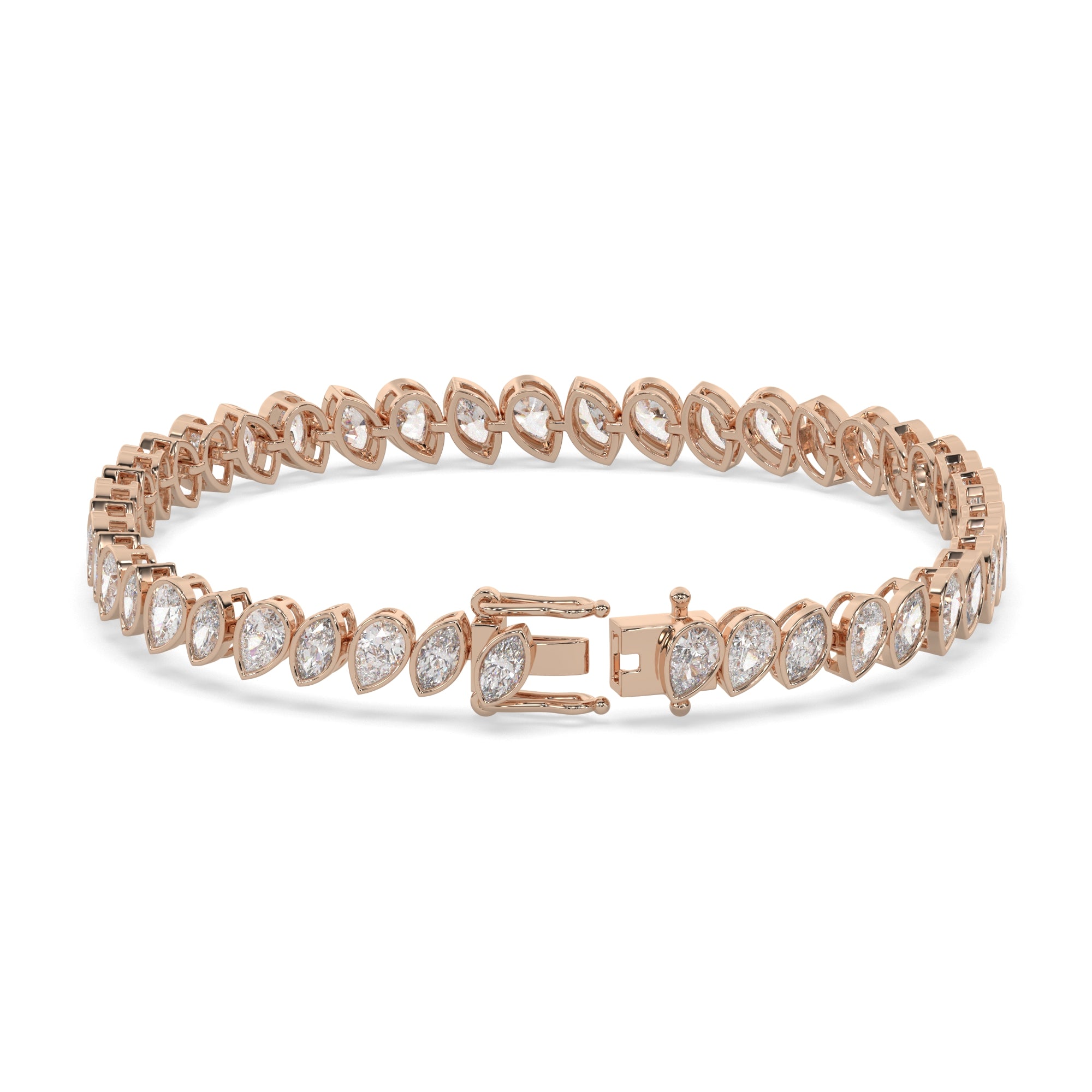 Alternating Marquise & Pear Bezel Lab Grown Diamond Tennis Bracelet