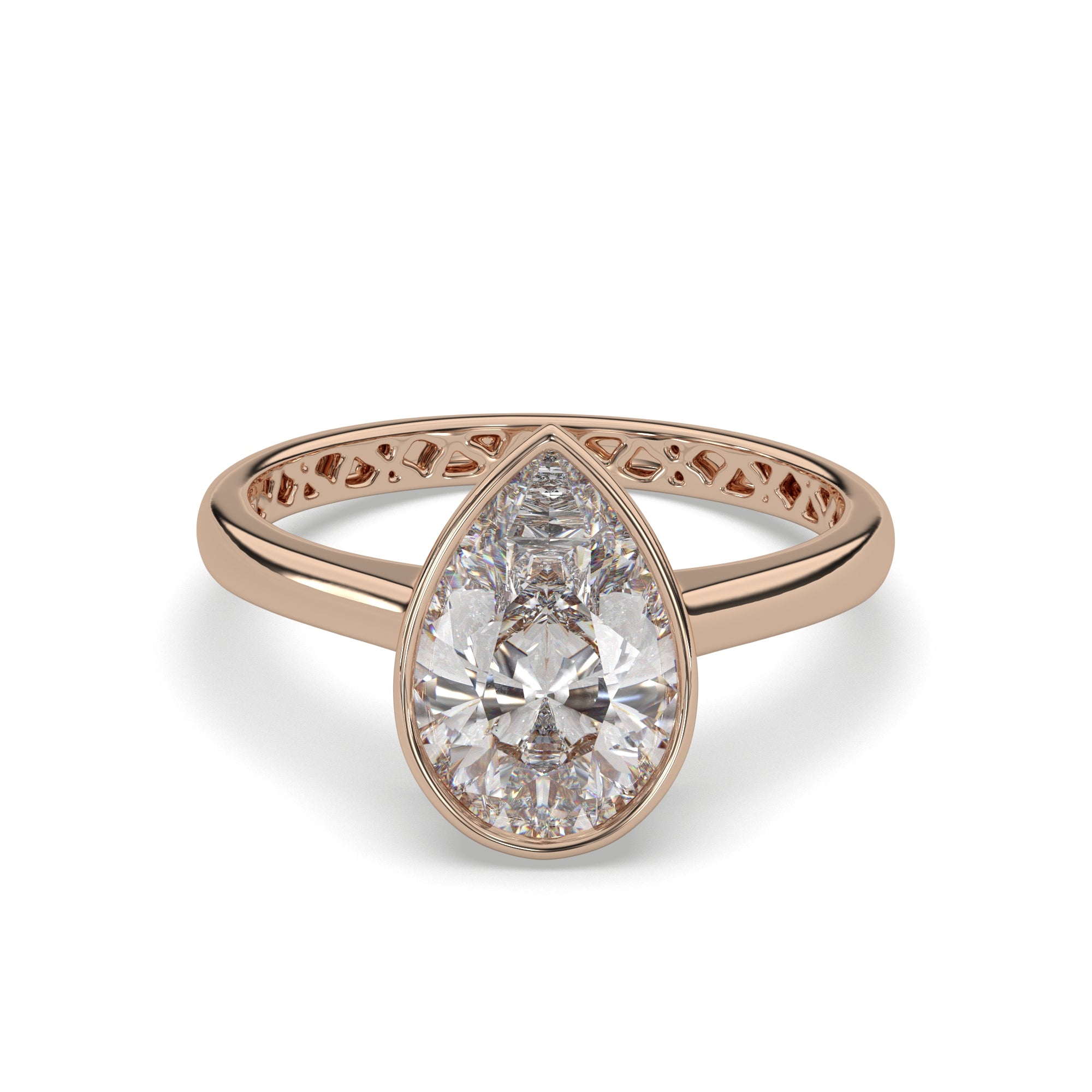 Pear Lab Diamond Bezel Solitaire Engagement Ring