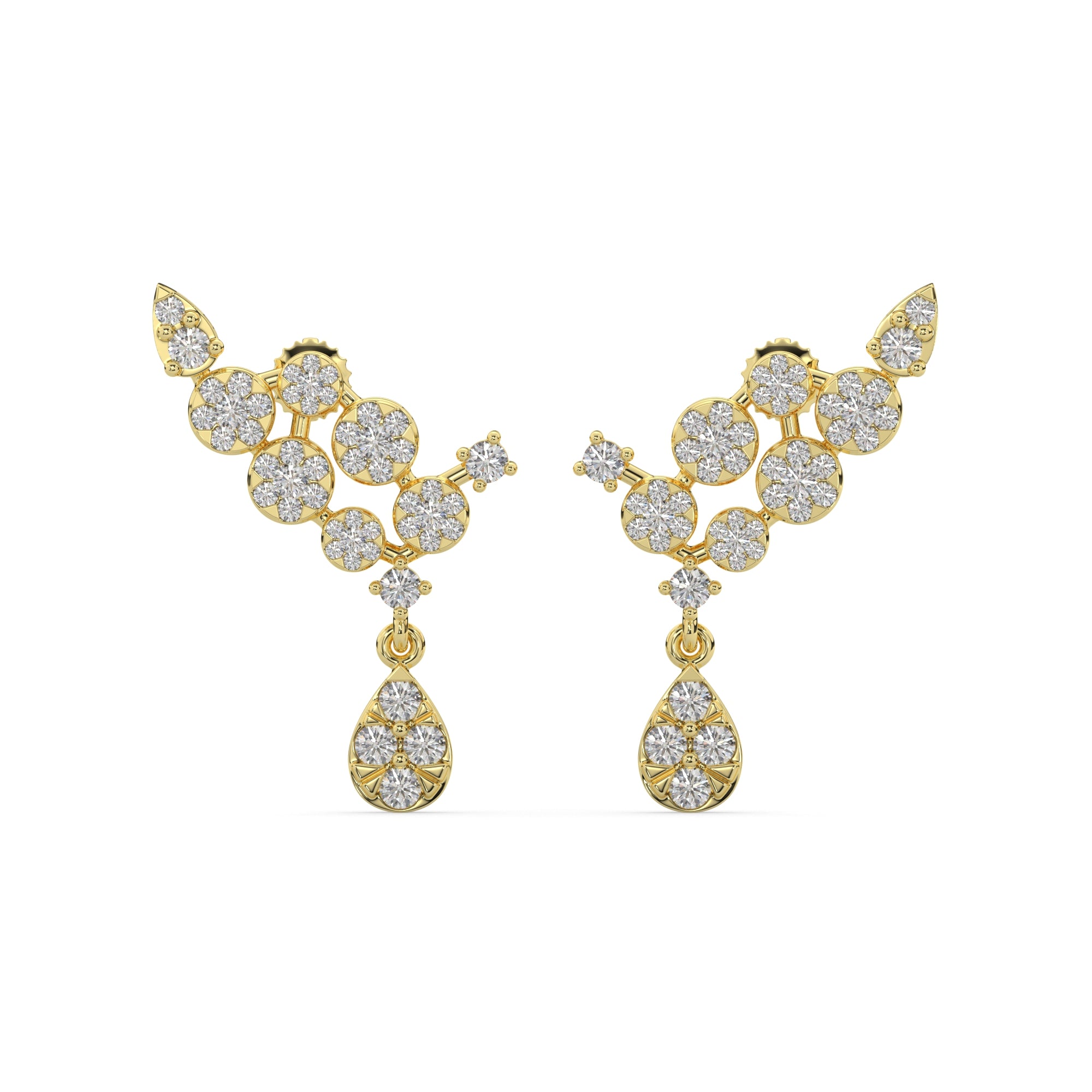 1.65 CTW Lab Diamond Floral Cluster Diamond Drop Earrings