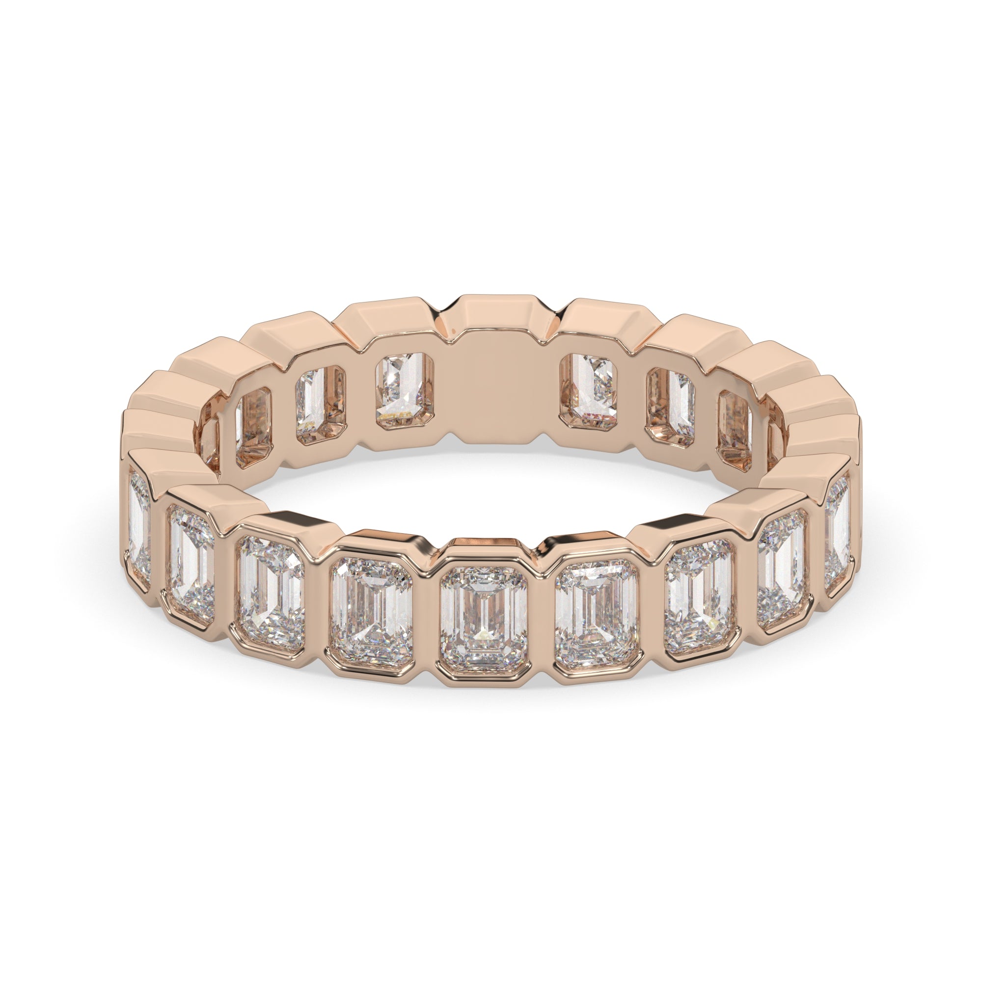 2.25 CTW Emerald Bezel Eternity Ring