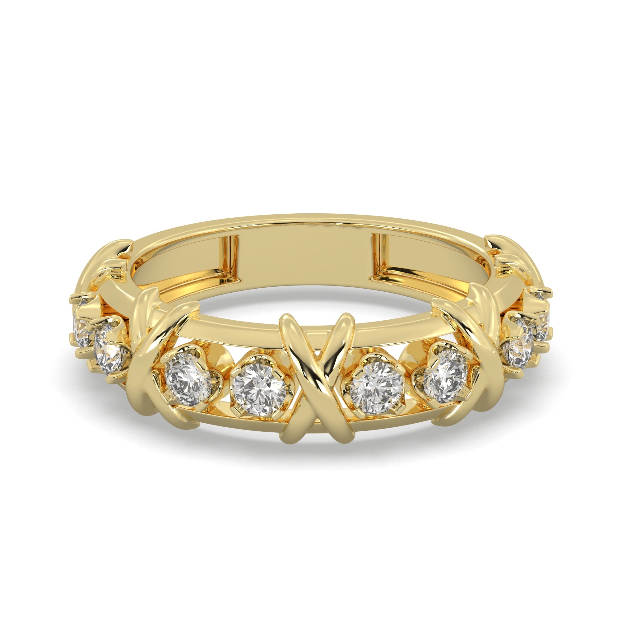 0.60 CTW Round Lab Diamond Criss Cross Anniversary Ring