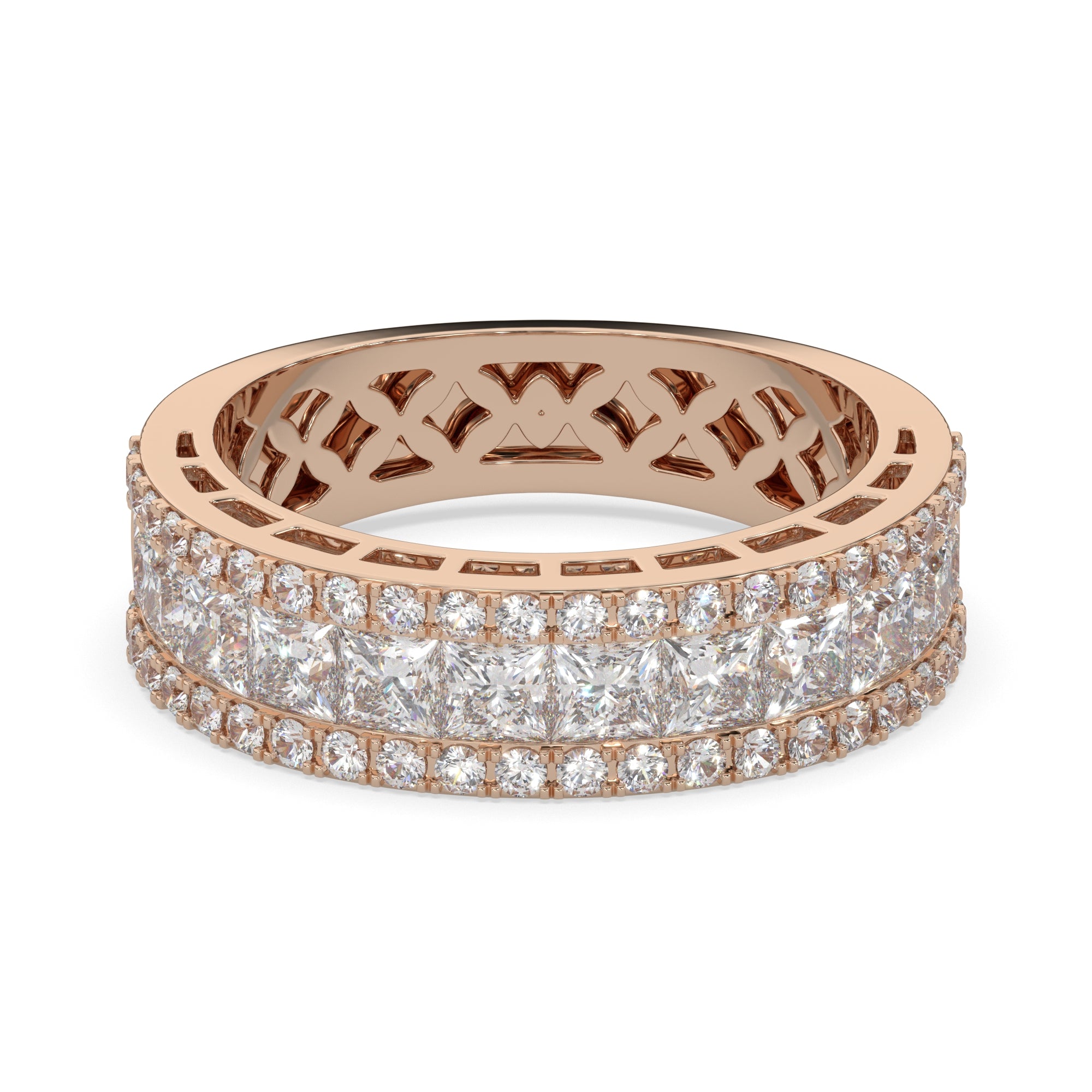 2.00 CTW Princess & Round Diamond Crownline Wide Band