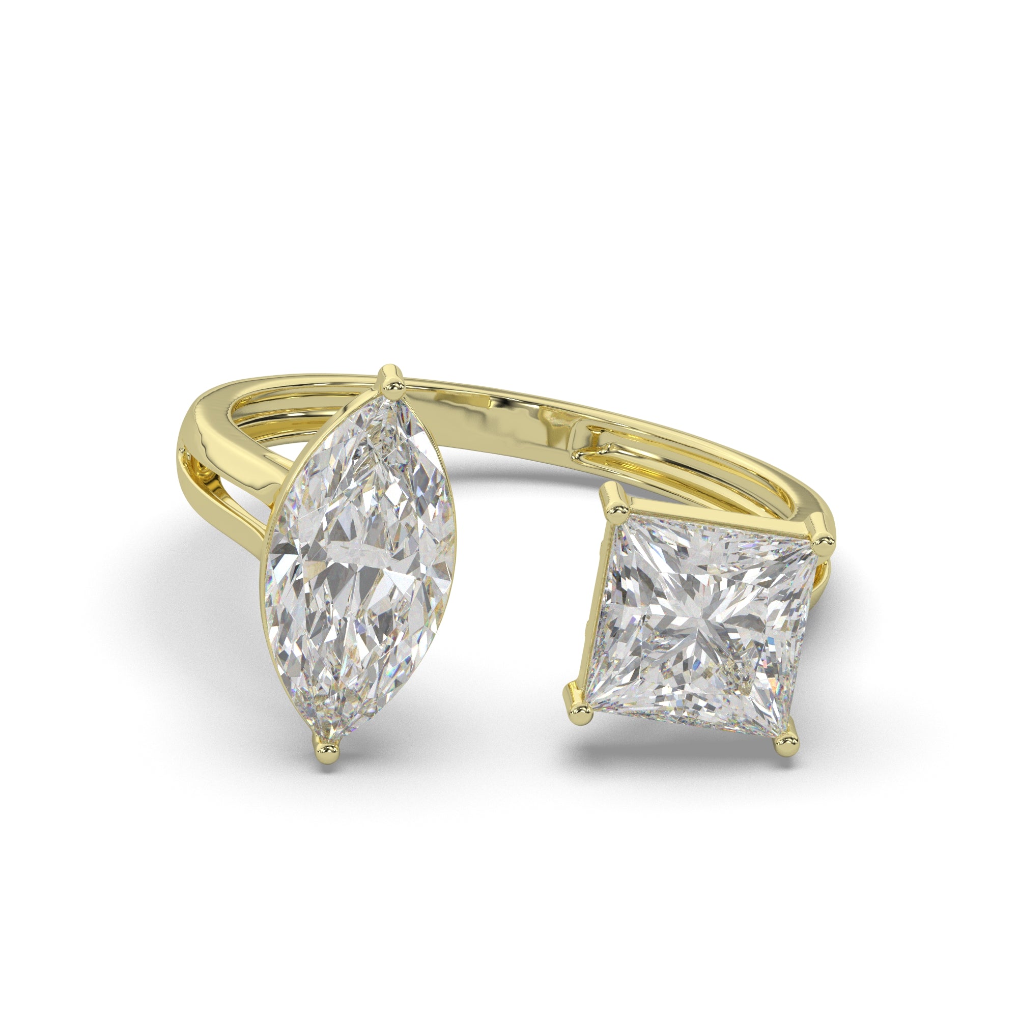 Two-Stone Marquise and Princess Cuts Lab Grown Diamond Engagement Ring