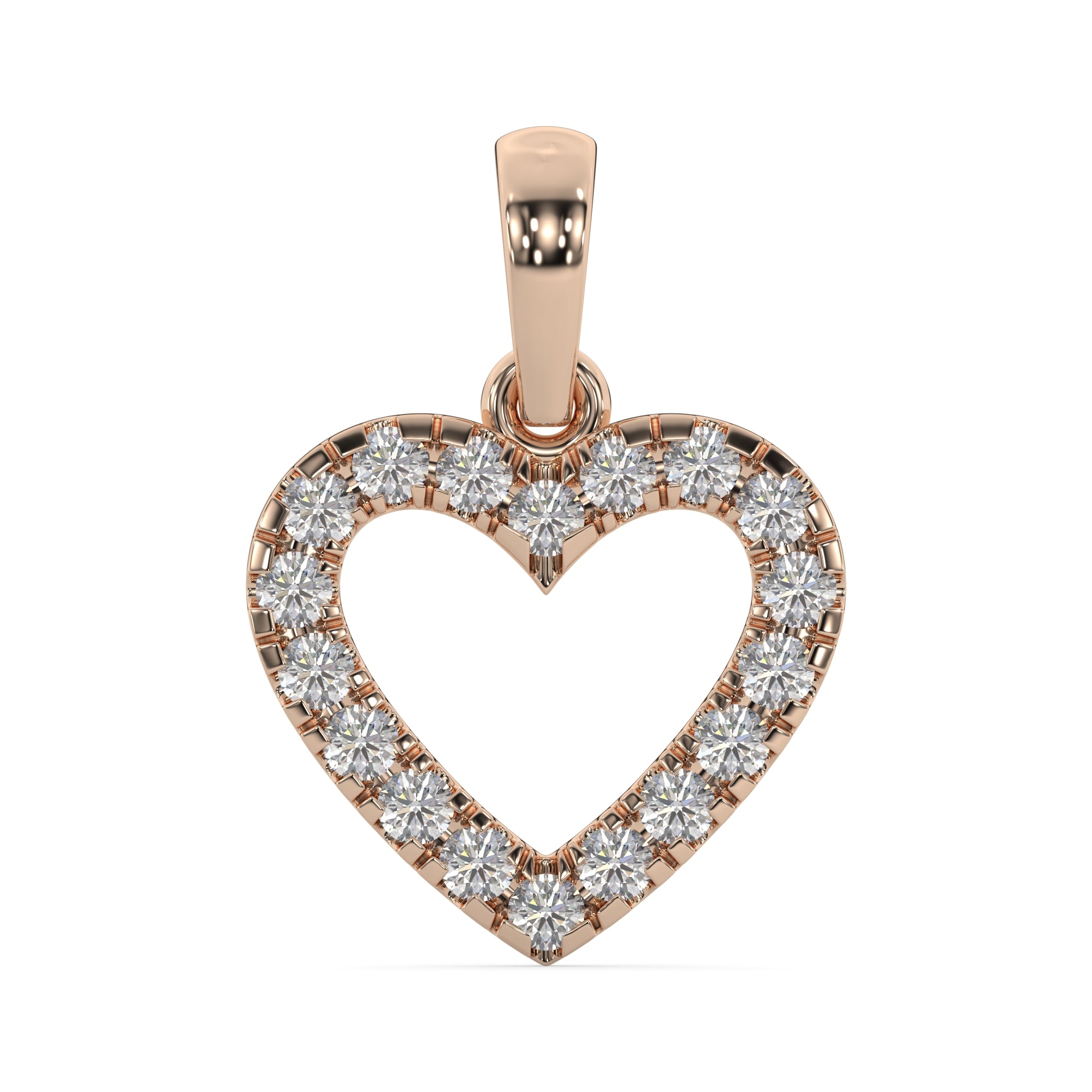 Classic Heart-Shaped Diamond Pendant Without Chain