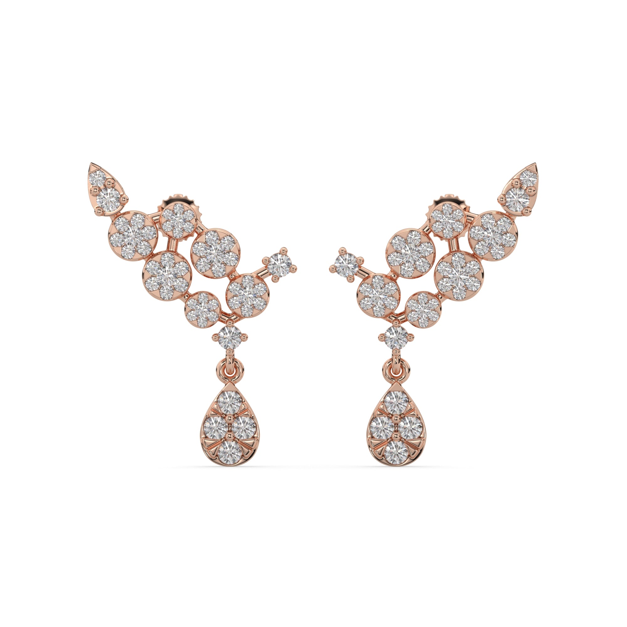1.65 CTW Lab Diamond Floral Cluster Diamond Drop Earrings