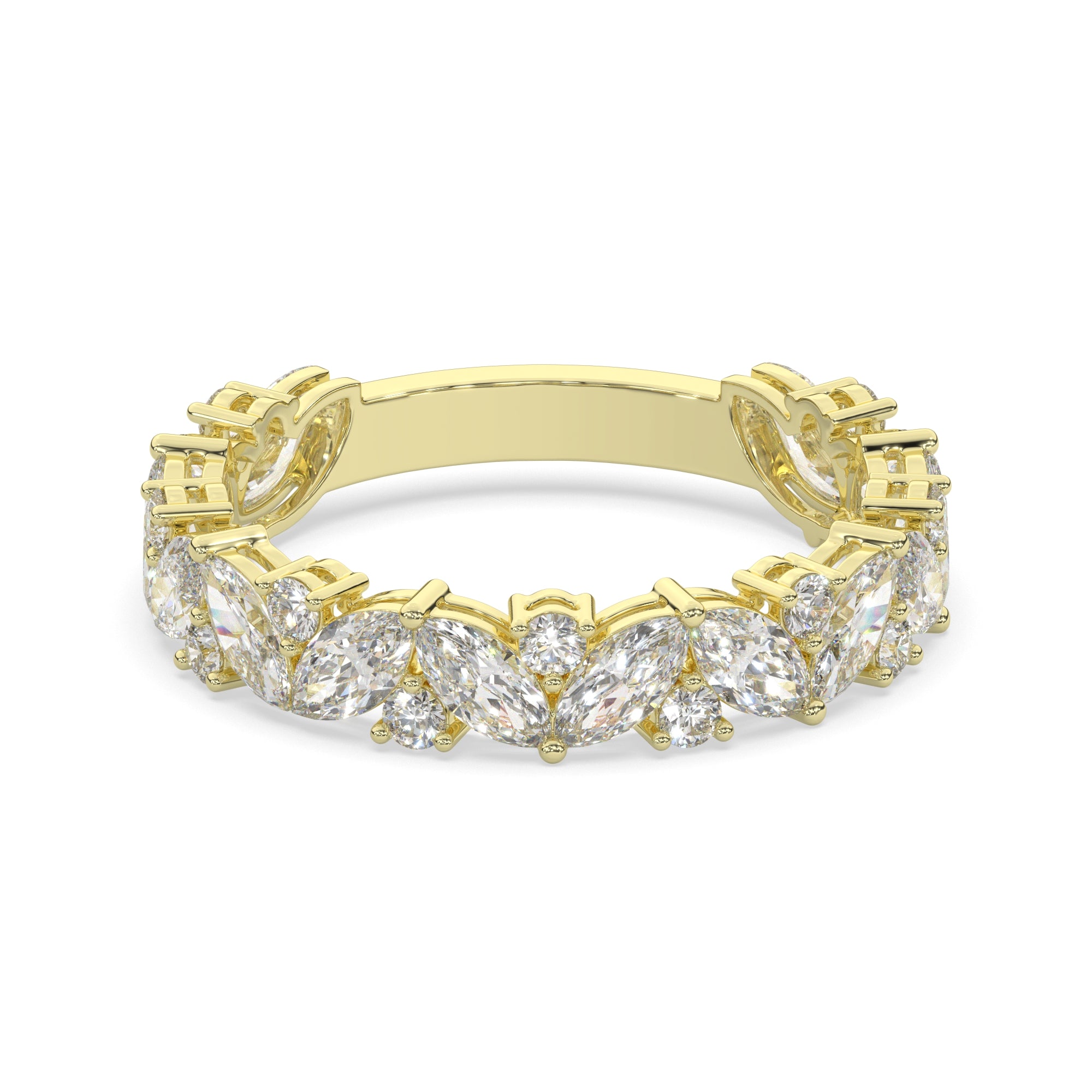 2.45 CTW Marquise & Round Diamond Floral Eternity Band