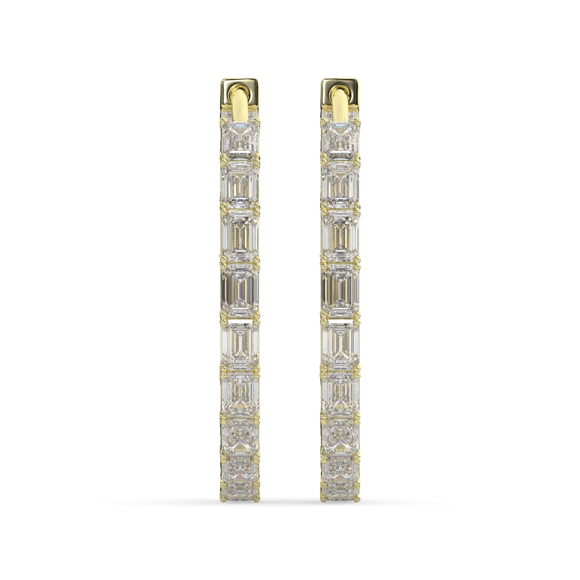 Classic Emerald-Cut Lab Grown Diamond Hoop Earrings