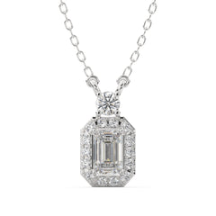 0.75 CTW Emerald Lab Grown Diamond Halo Pendant