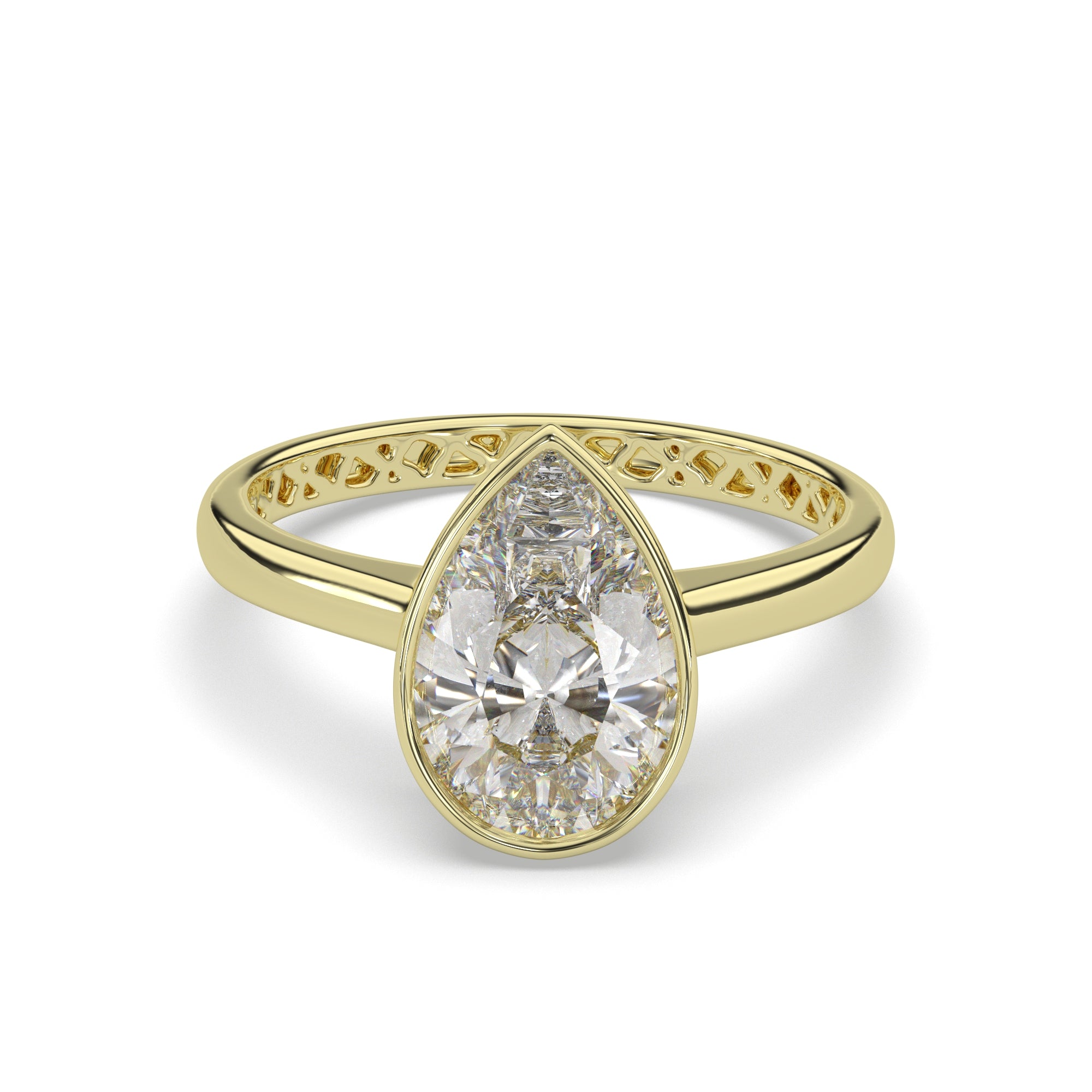 Pear Lab Diamond Bezel Solitaire Engagement Ring