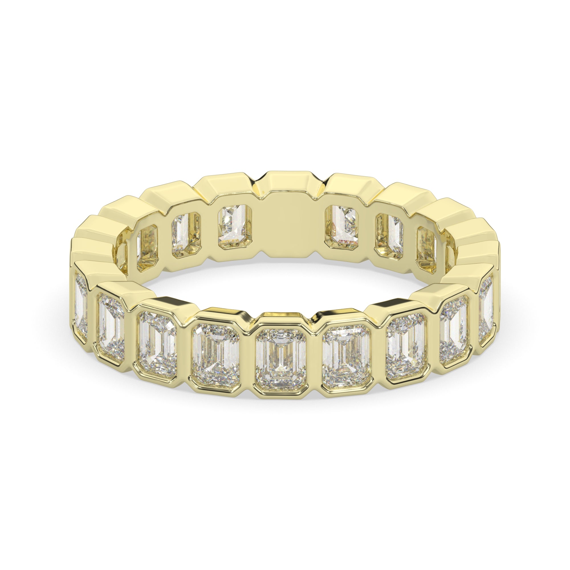 2.25 CTW Emerald Bezel Eternity Ring