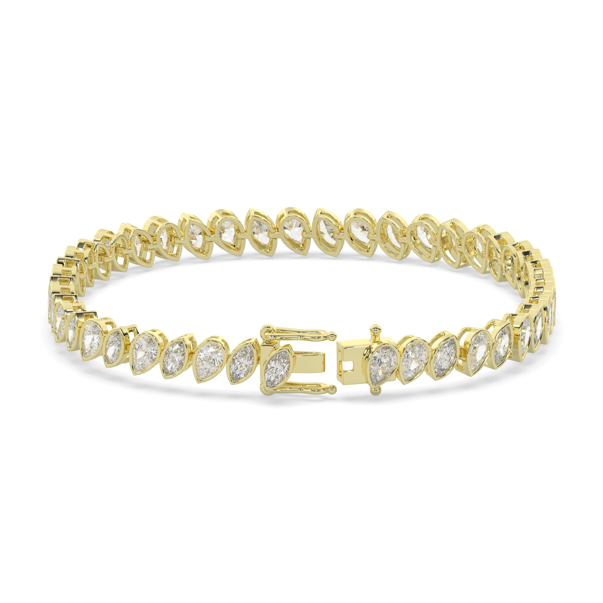 Alternating Marquise & Pear Bezel Lab Grown Diamond Tennis Bracelet