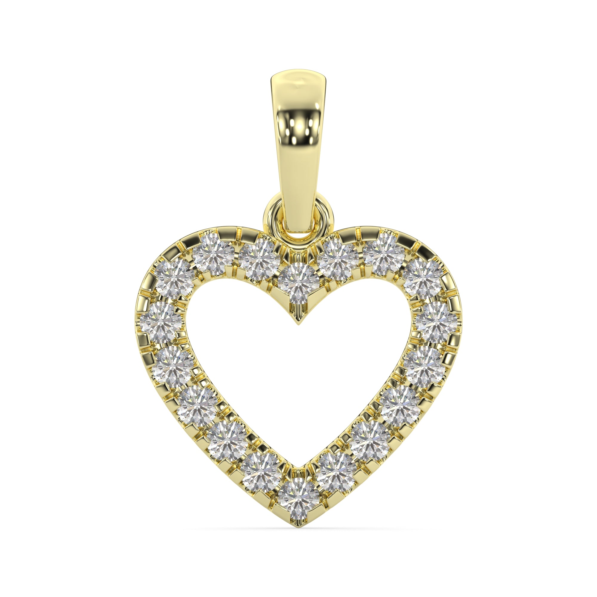 Classic Heart-Shaped Diamond Pendant Without Chain