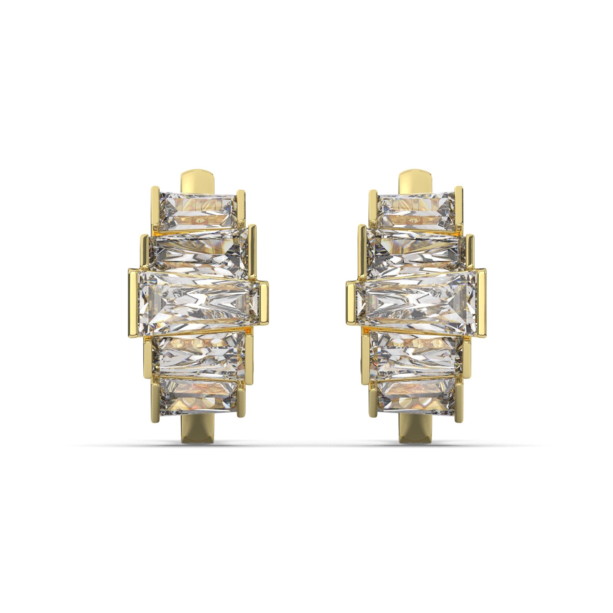 0.70 CTW Baguette Lab Diamond Stunning Hoops Earrings