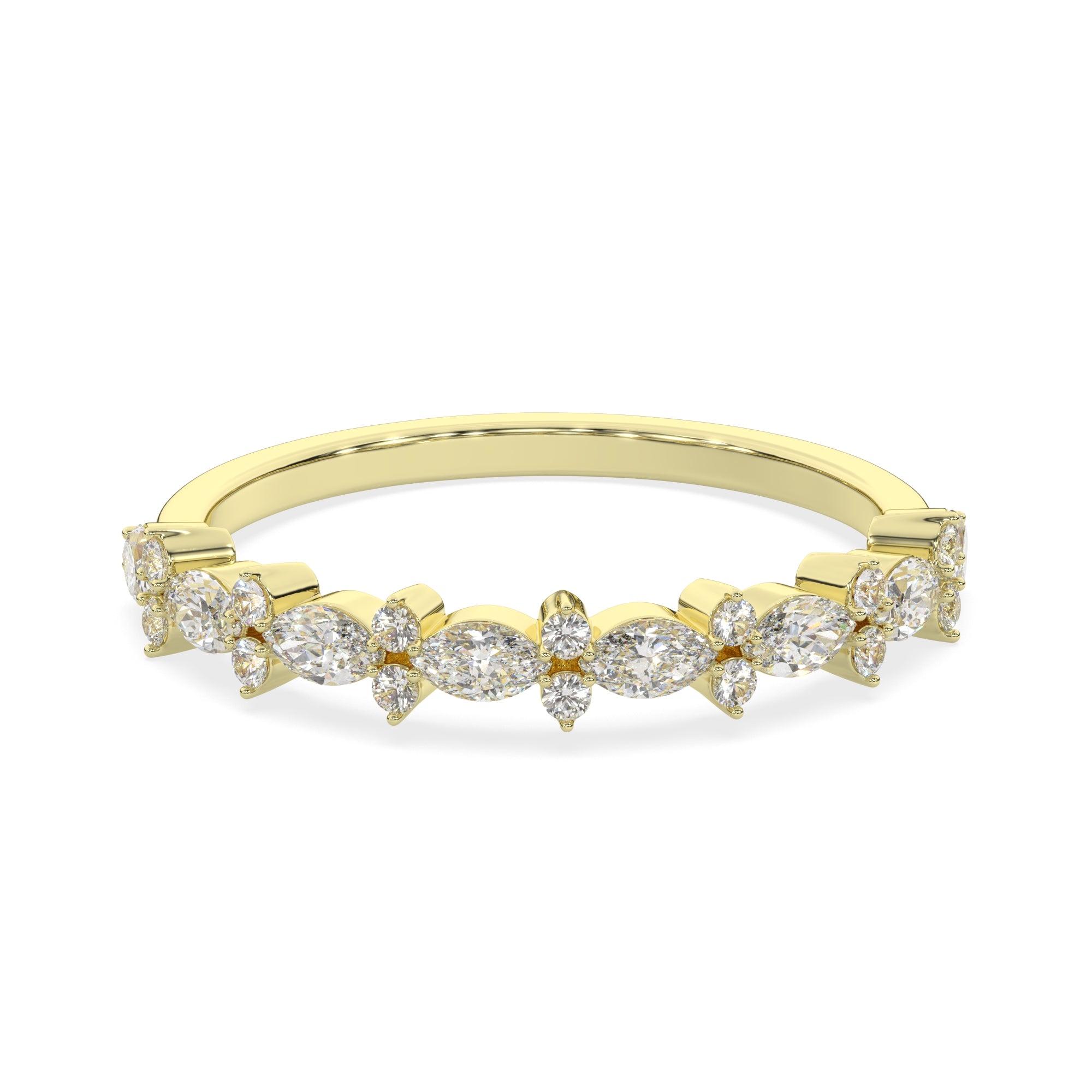 0.50 CTW Petite Marquise & Round Cluster Diamond Ring