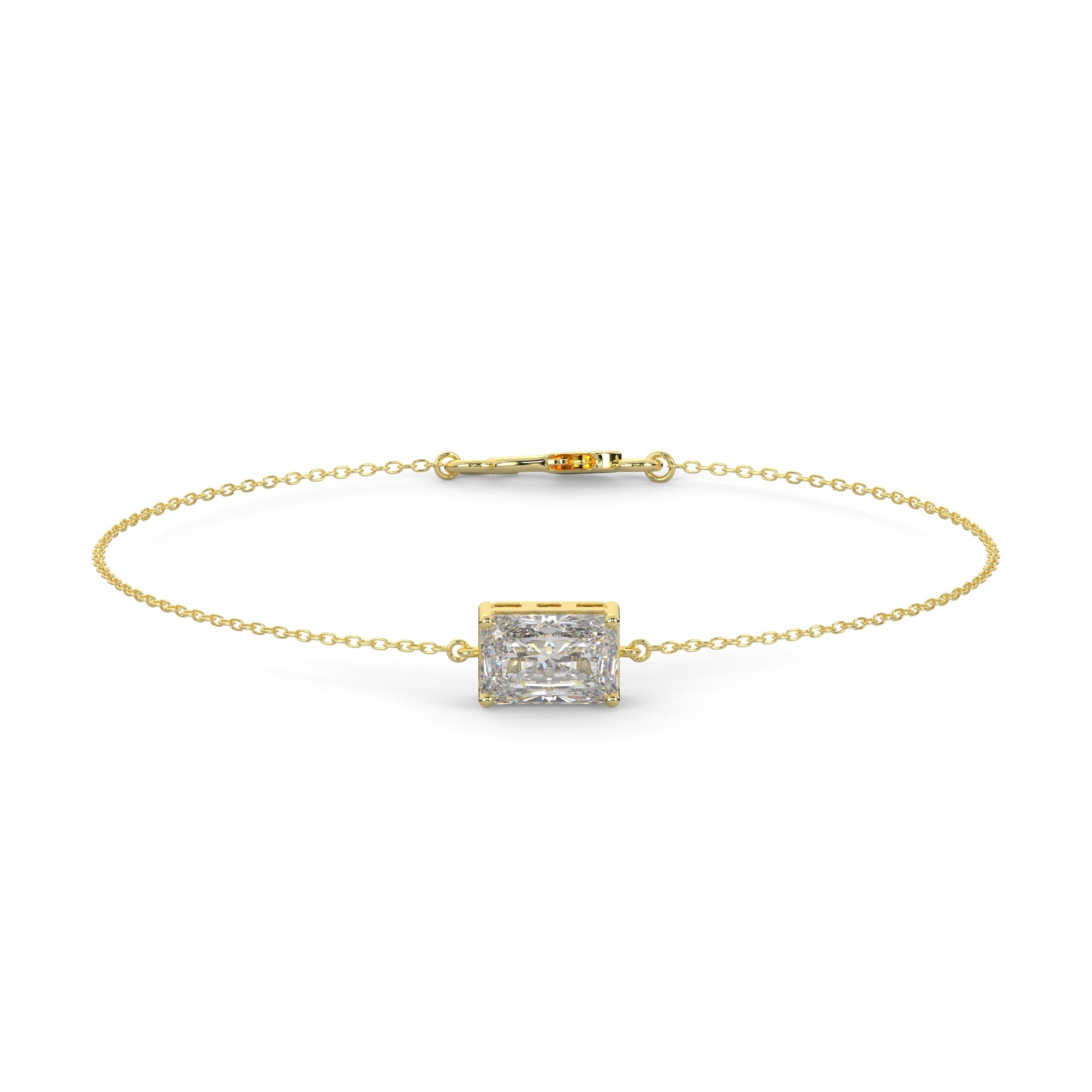 Emerald Lab Diamond Solitaire Beacelet