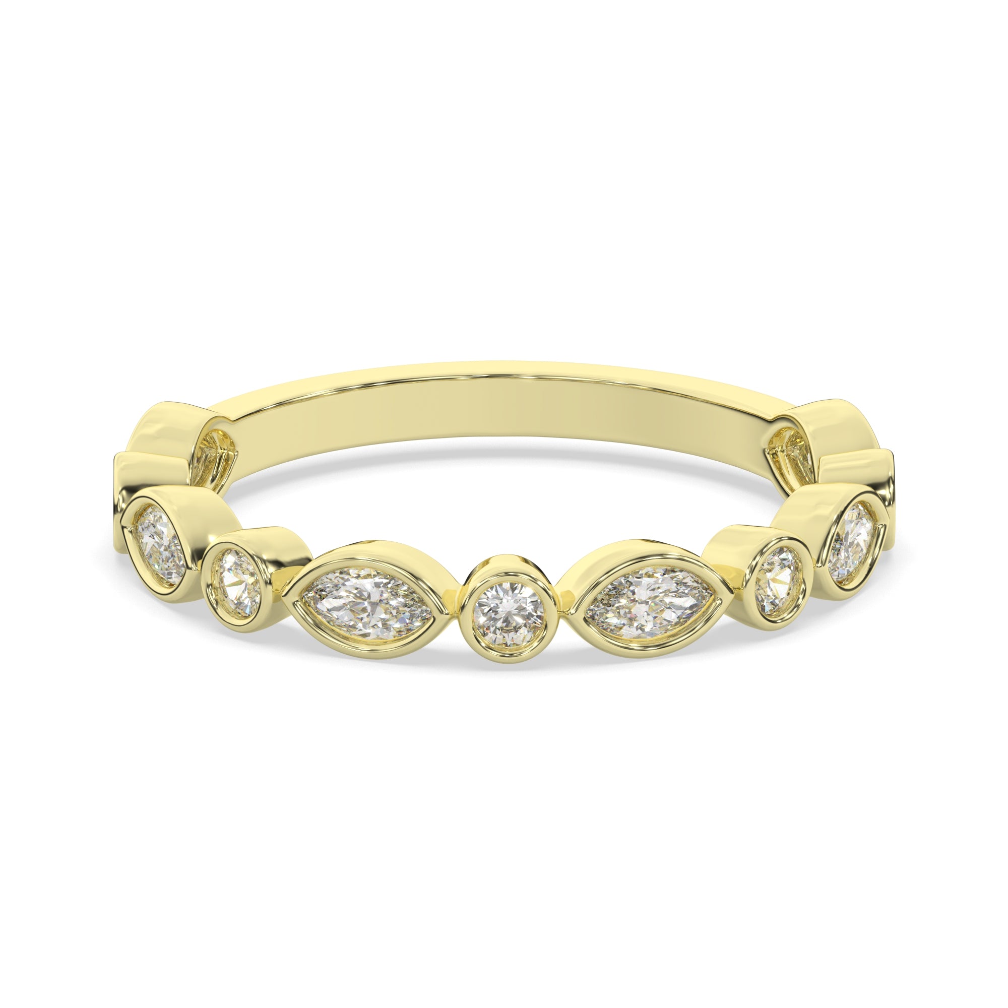 0.50 CTW Vintage-Inspired Marquise & Round Bezel Diamond Band