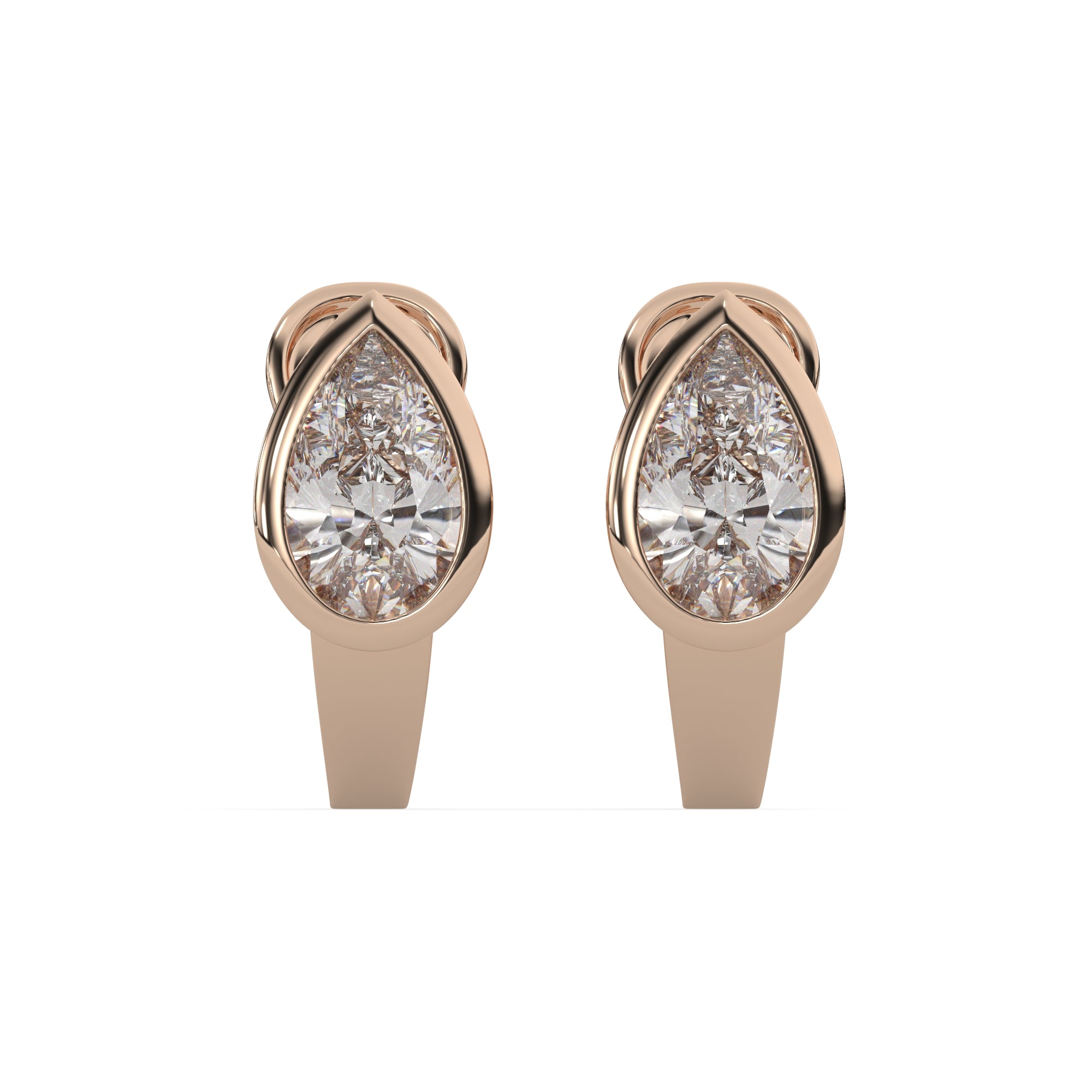 Pear Lab Grown Diamond Bezel Hoop Earring