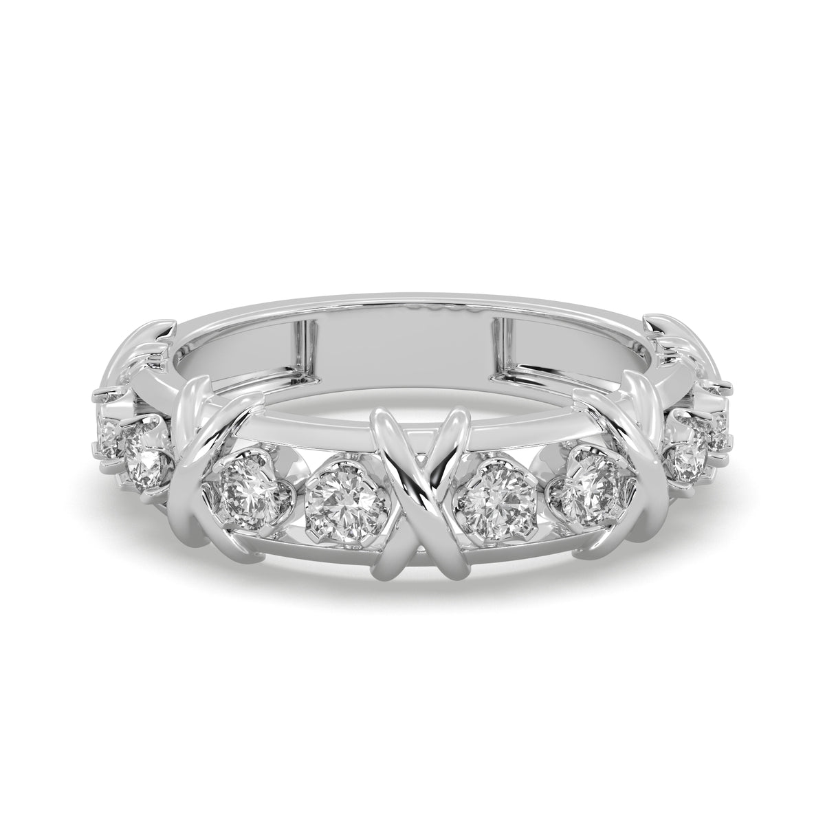 0.60 CTW Round Lab Diamond Criss Cross Anniversary Ring