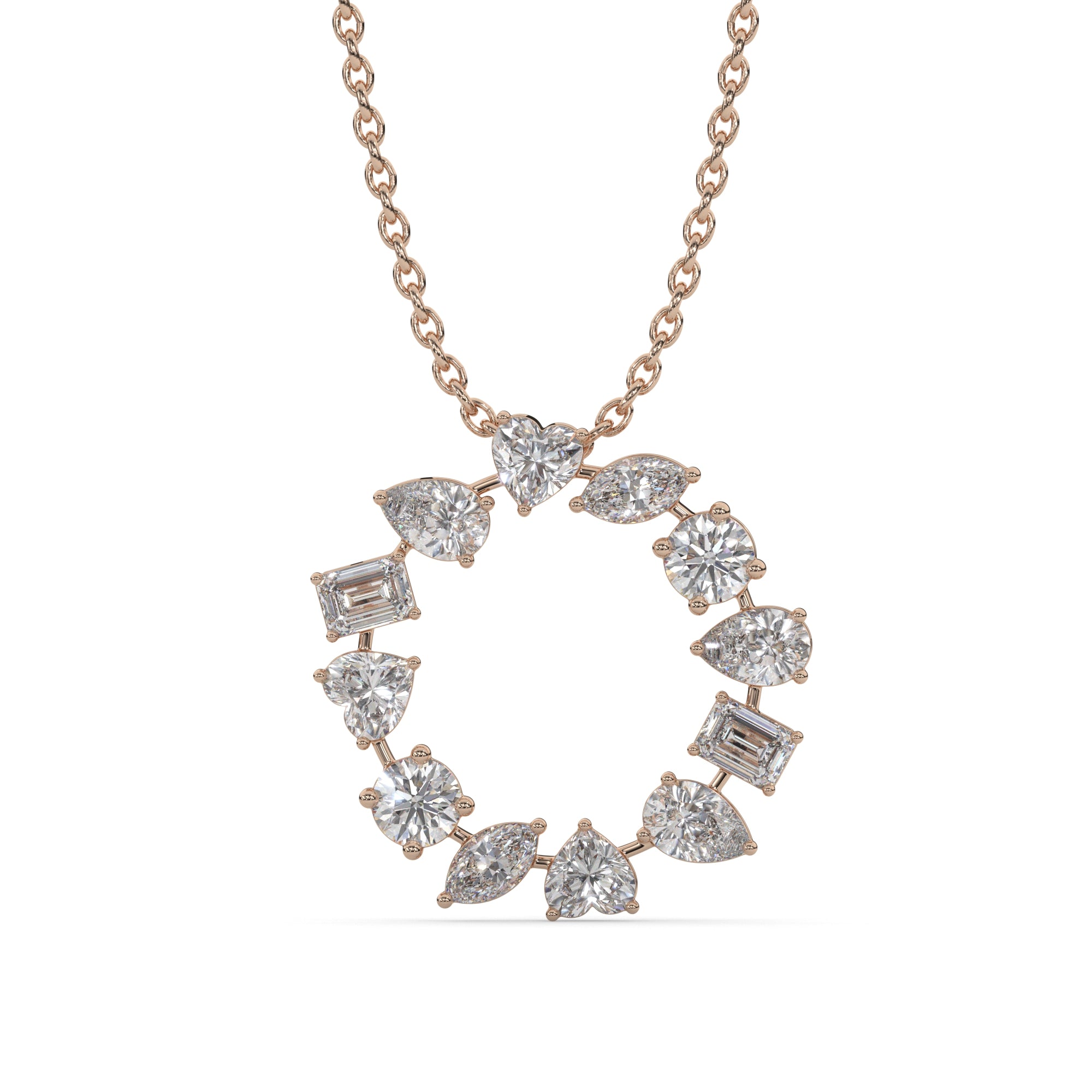 2.20 CTW Multi-Shape Lab Grown Diamond Circle Pendant