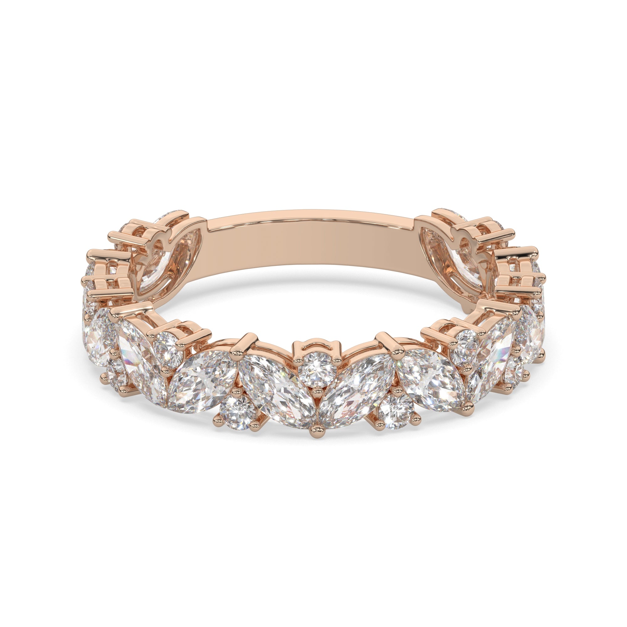 2.45 CTW Marquise & Round Diamond Floral Eternity Band