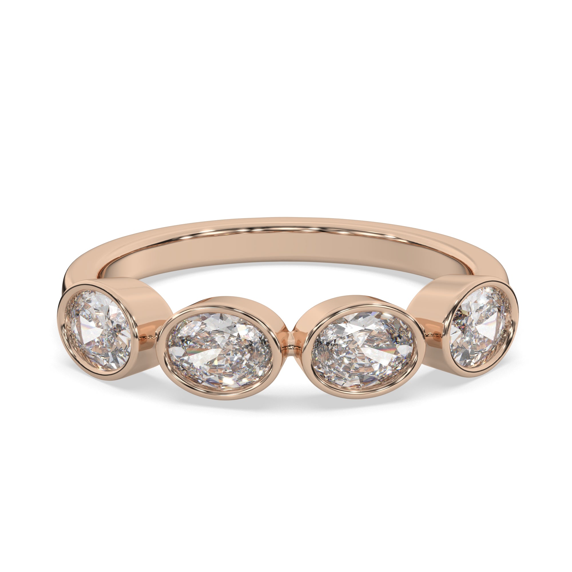 0.90 CTW Oval Bezel Half Eternity Ring