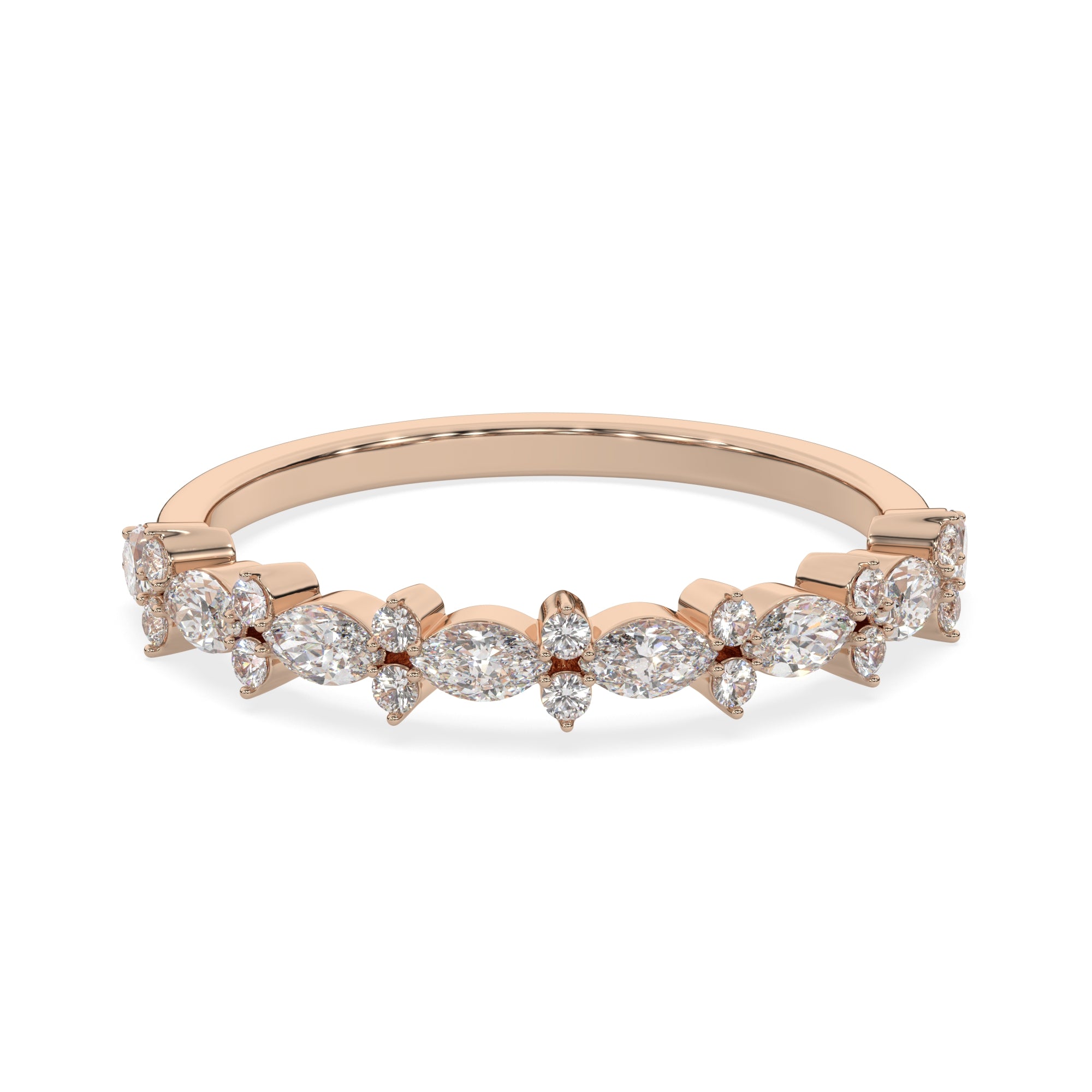 0.50 CTW Petite Marquise & Round Cluster Diamond Ring