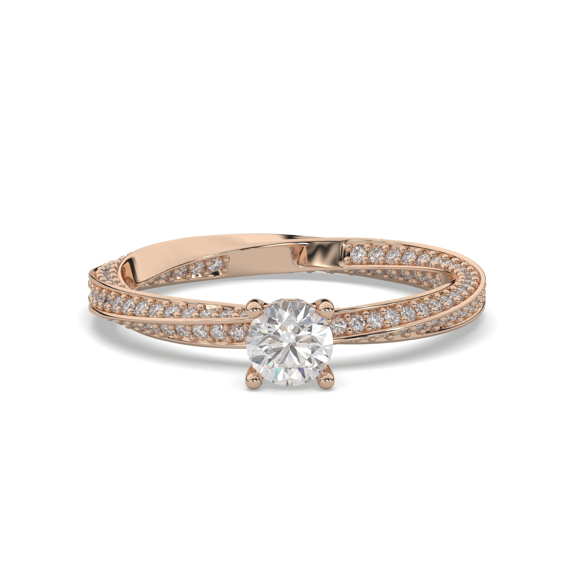 Pavé Split Shank Round-Cut Lab Grown Diamond Engagement Ring