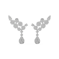 1.65 CTW Lab Diamond Floral Cluster Diamond Drop Earrings